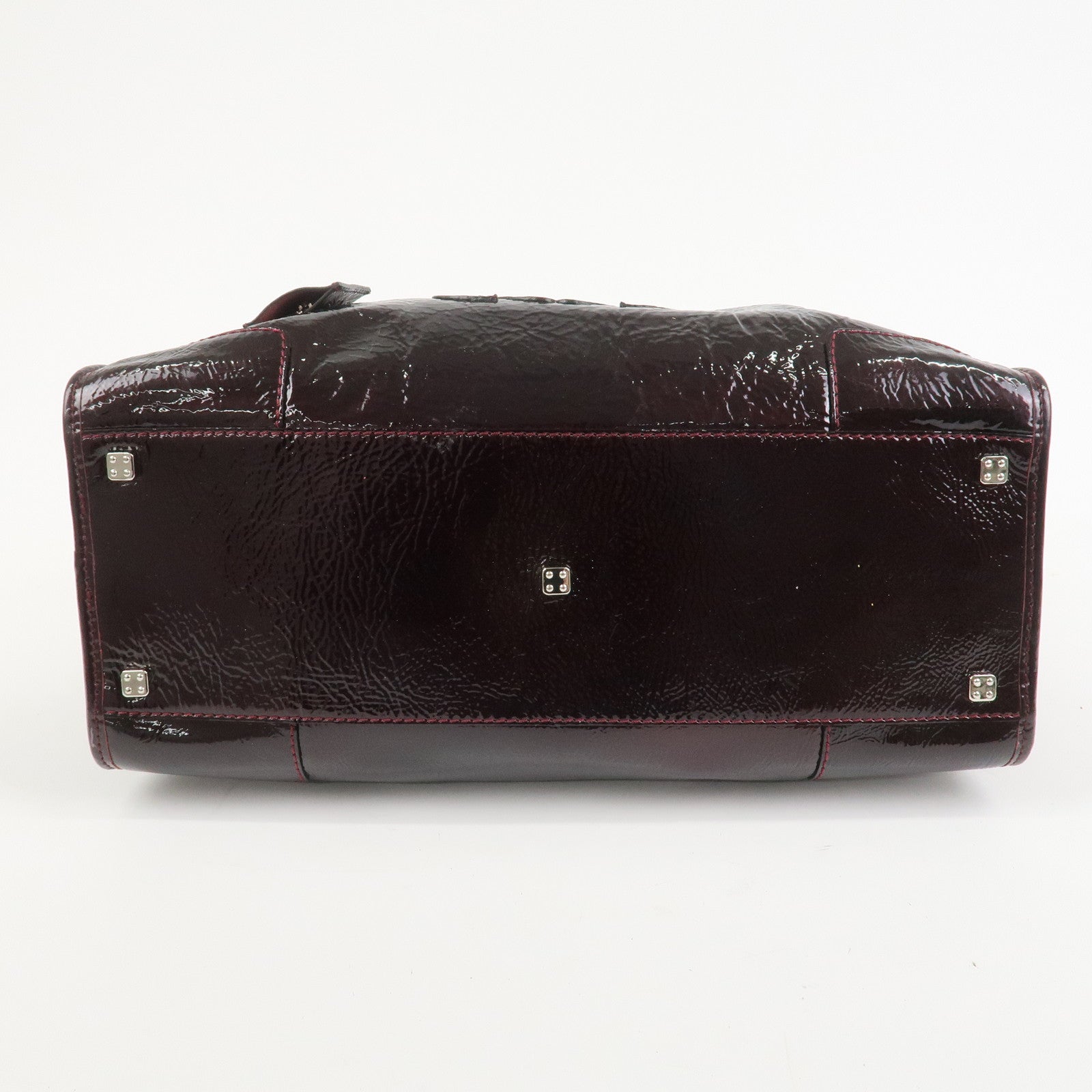 LOEWE Amazona Patent Leather Hand Bag Burgundy