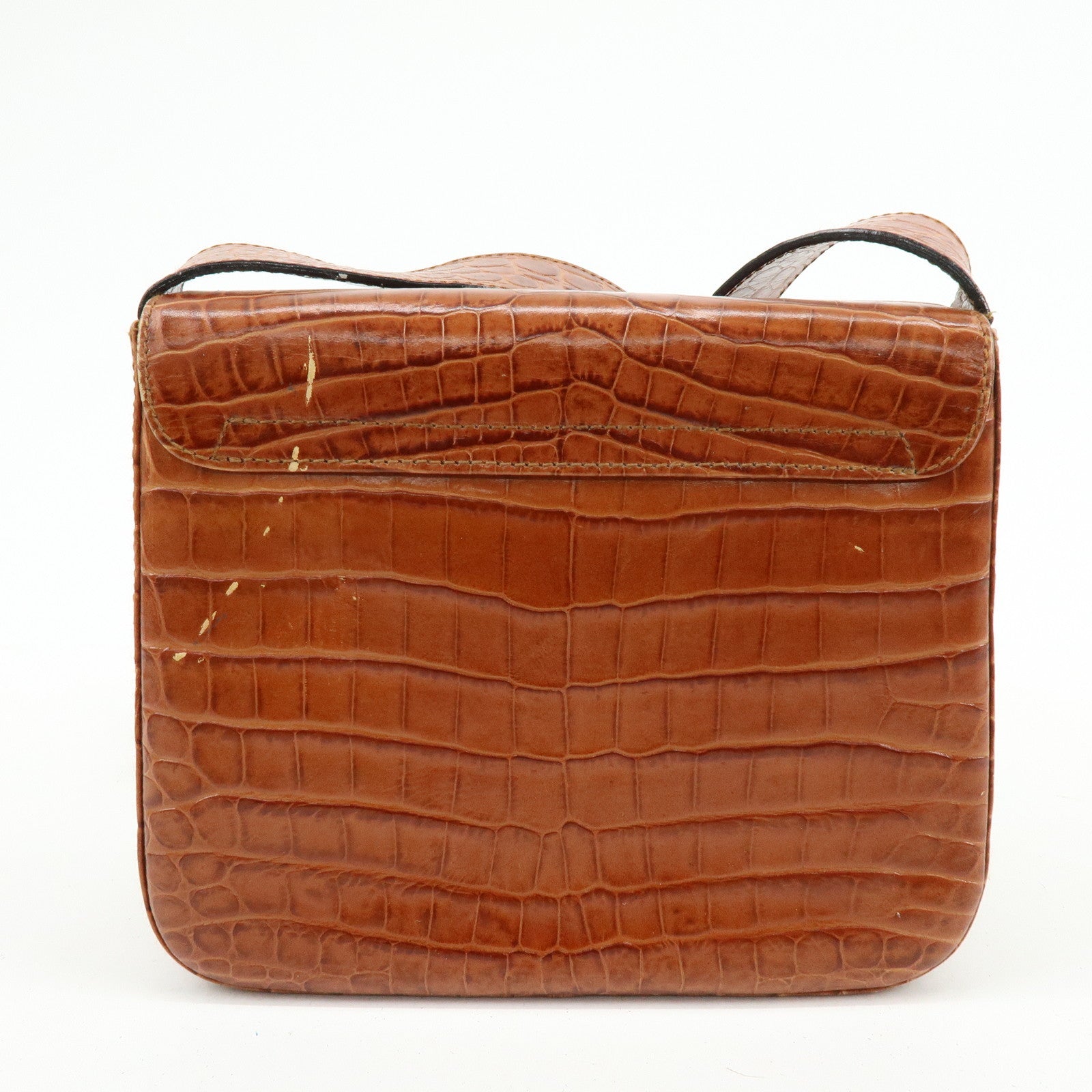 Ferragamo Gancini Embossed Leather Shoulder Crossbody Bag Brown