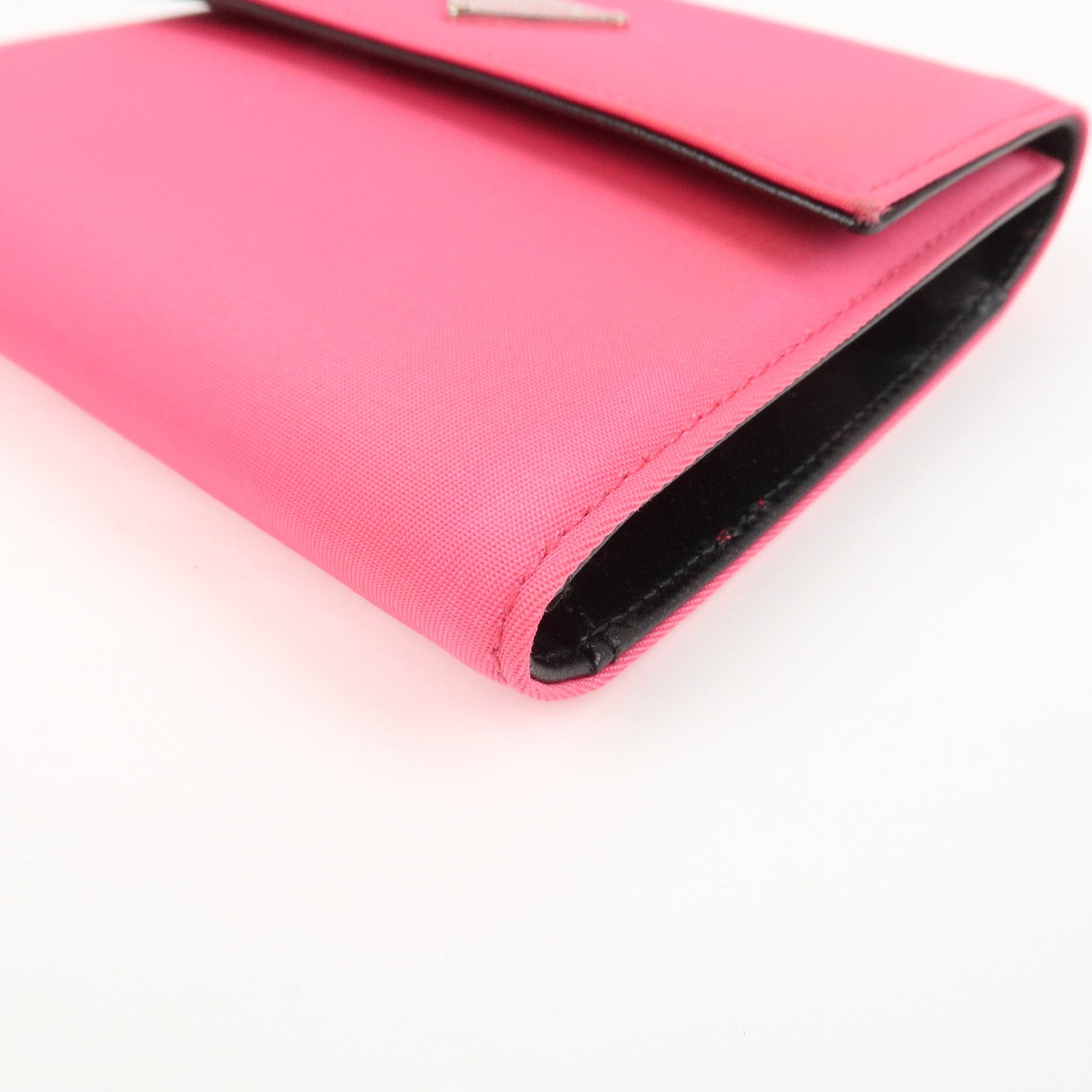 PRADA Triangle Logo Tessuto Nylon Mini Compact Wallet Neon Pink