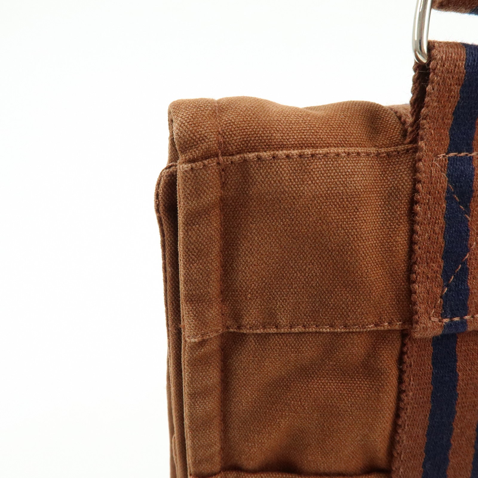 HERMES Basas MM Fourre Toute Canvas Shoulder Bag Brown