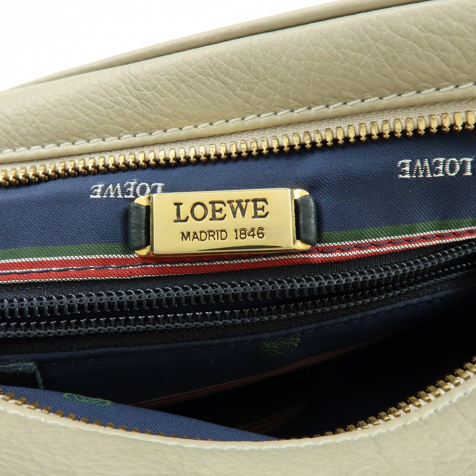 LOEWE Anagram Leather Shoulder Bag Crossbody Bag Ivory