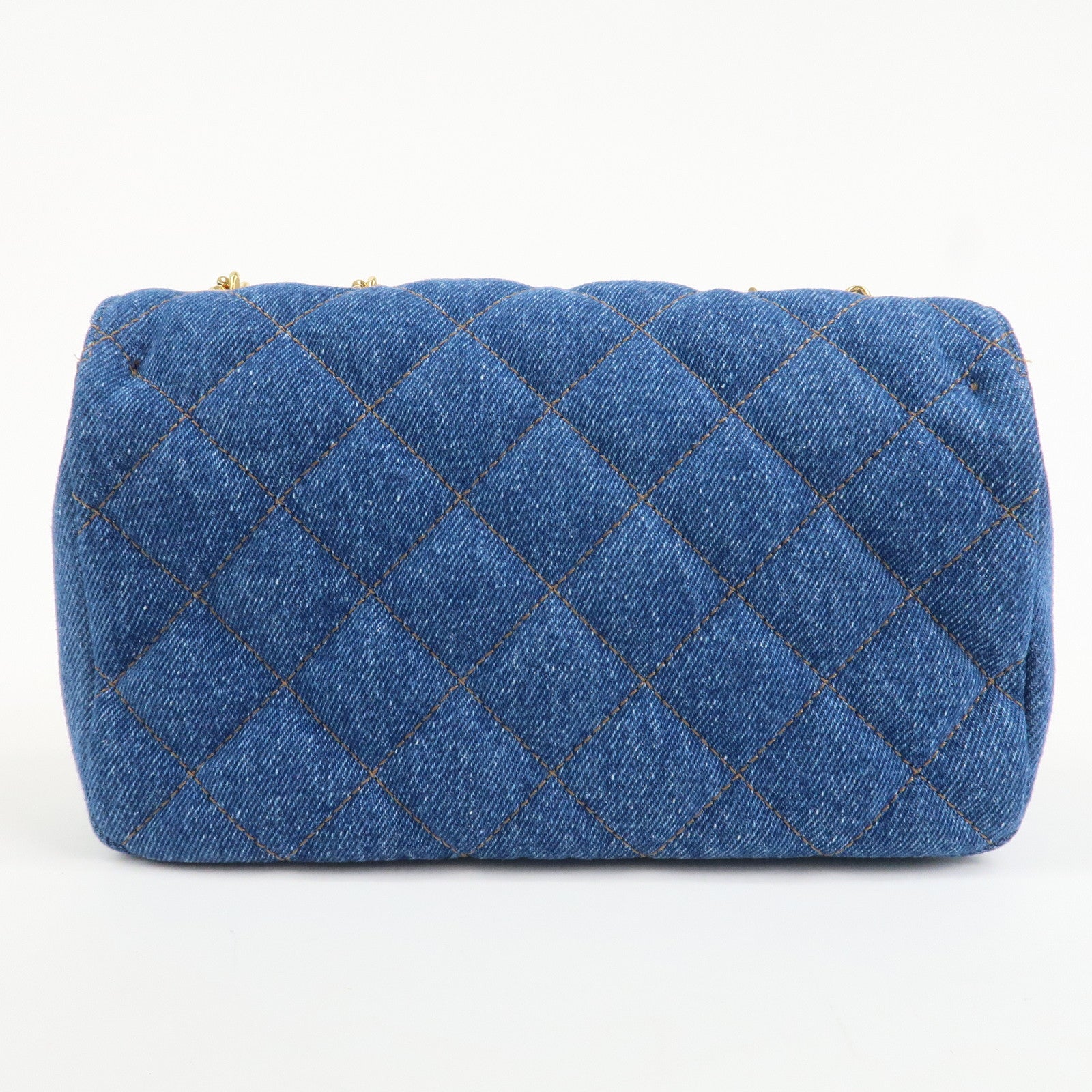 GIANNI VERSACE Demin Leather Chain Shoulder Bag Blue