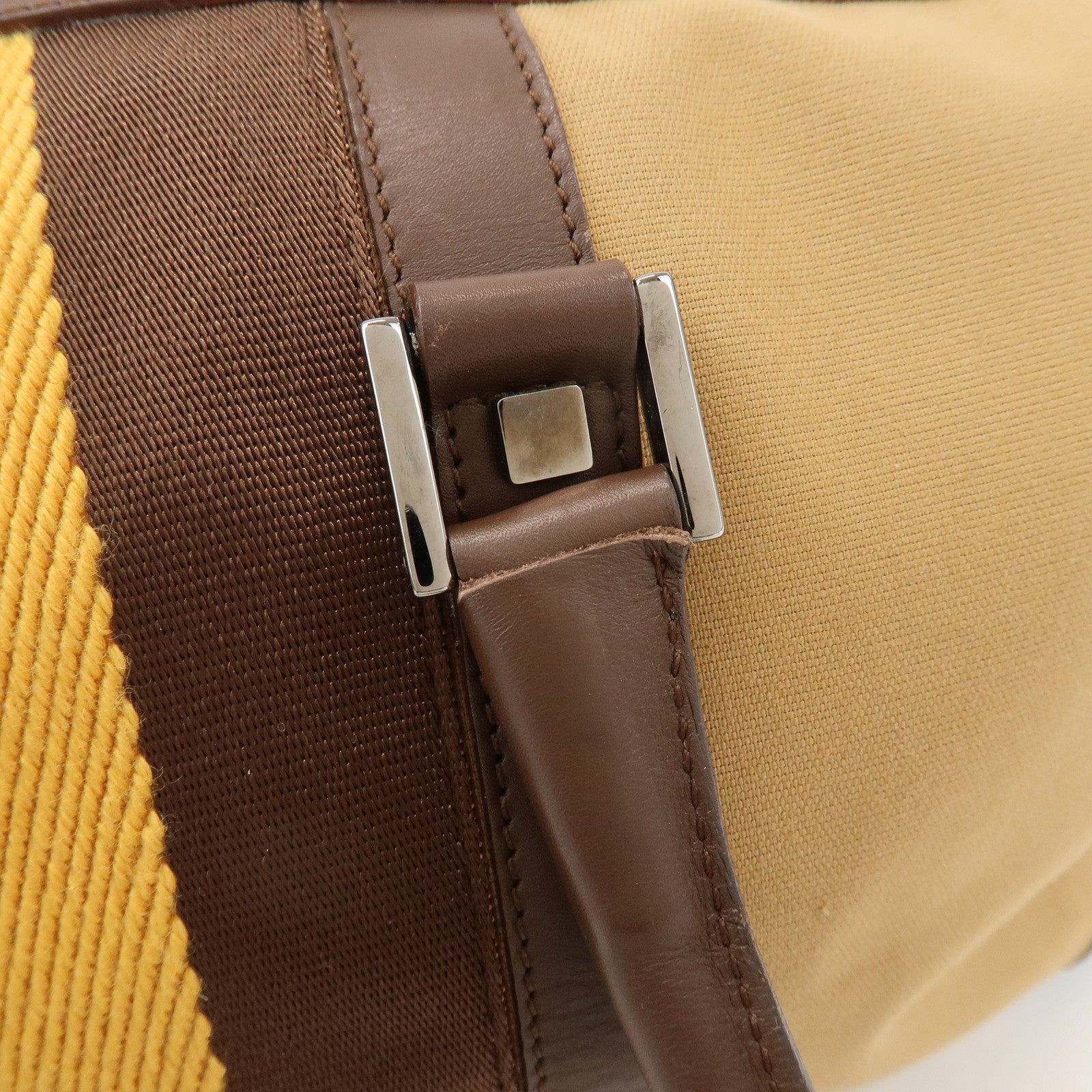 GUCCI Sherry Canvas Leather Boston Hand Bag Brown 000.0846.200047