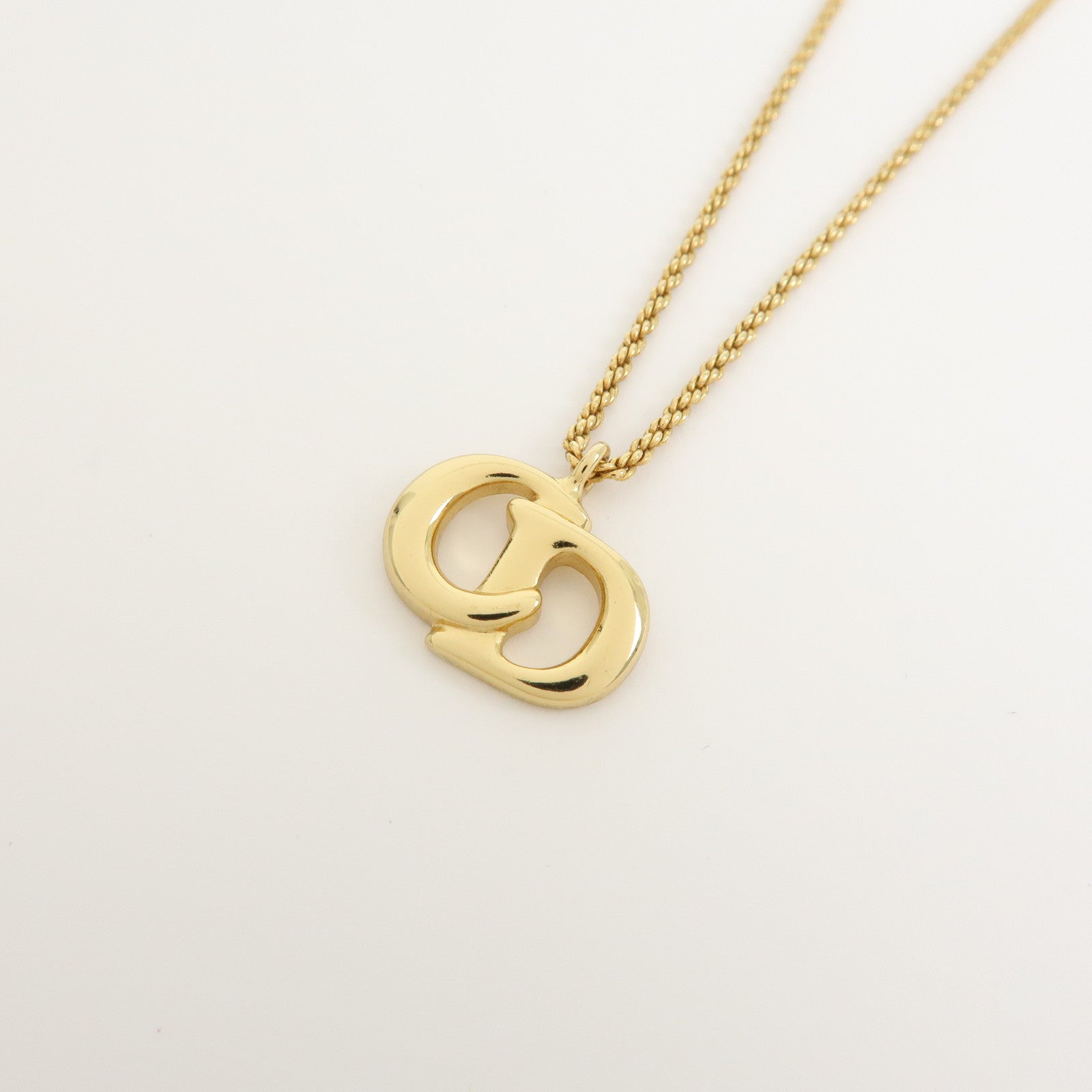 Christian Dior CD Logo Metal Necklace Gold