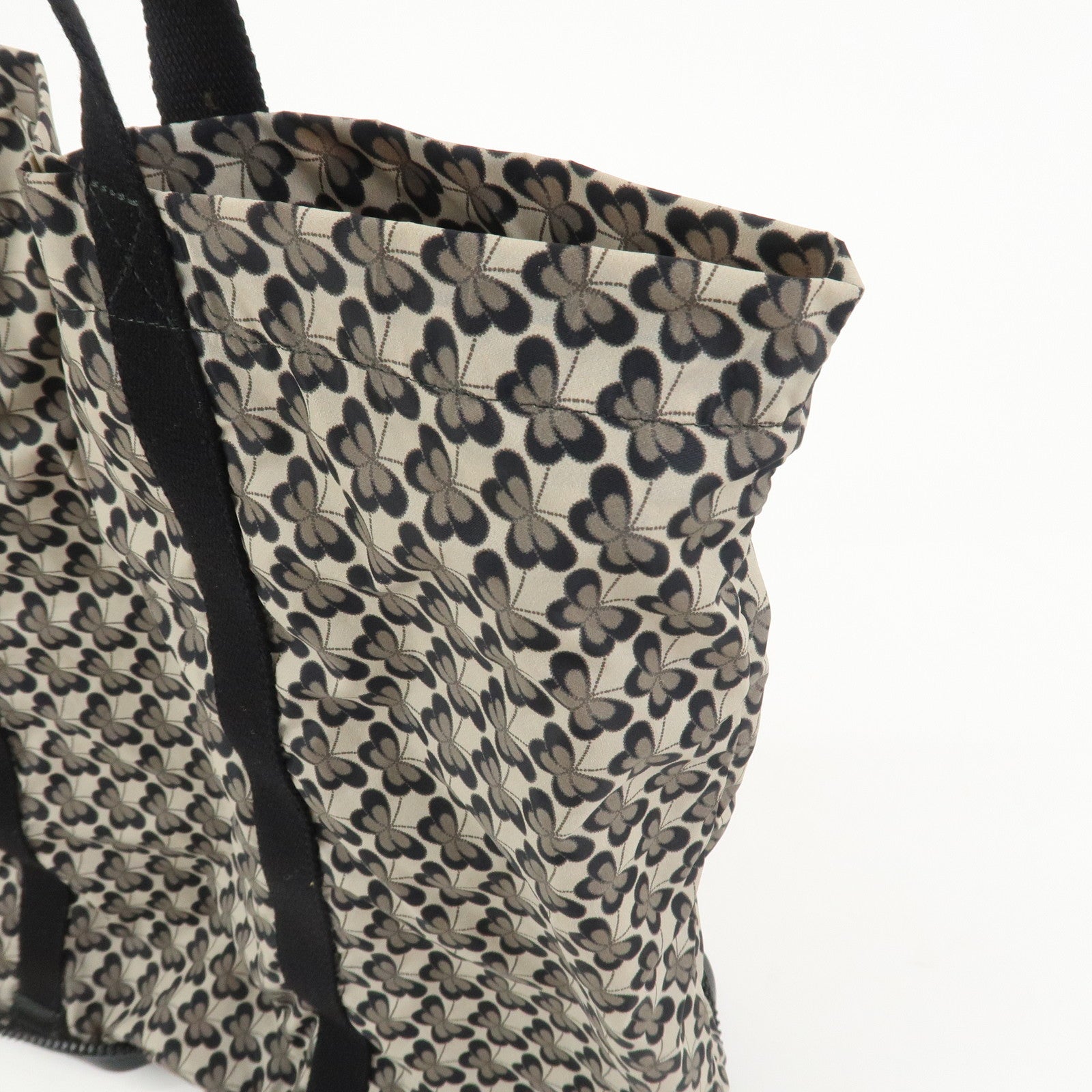BOTTEGA VENETA Intrecciato Leather Foldable Tote Bag Nylon Black