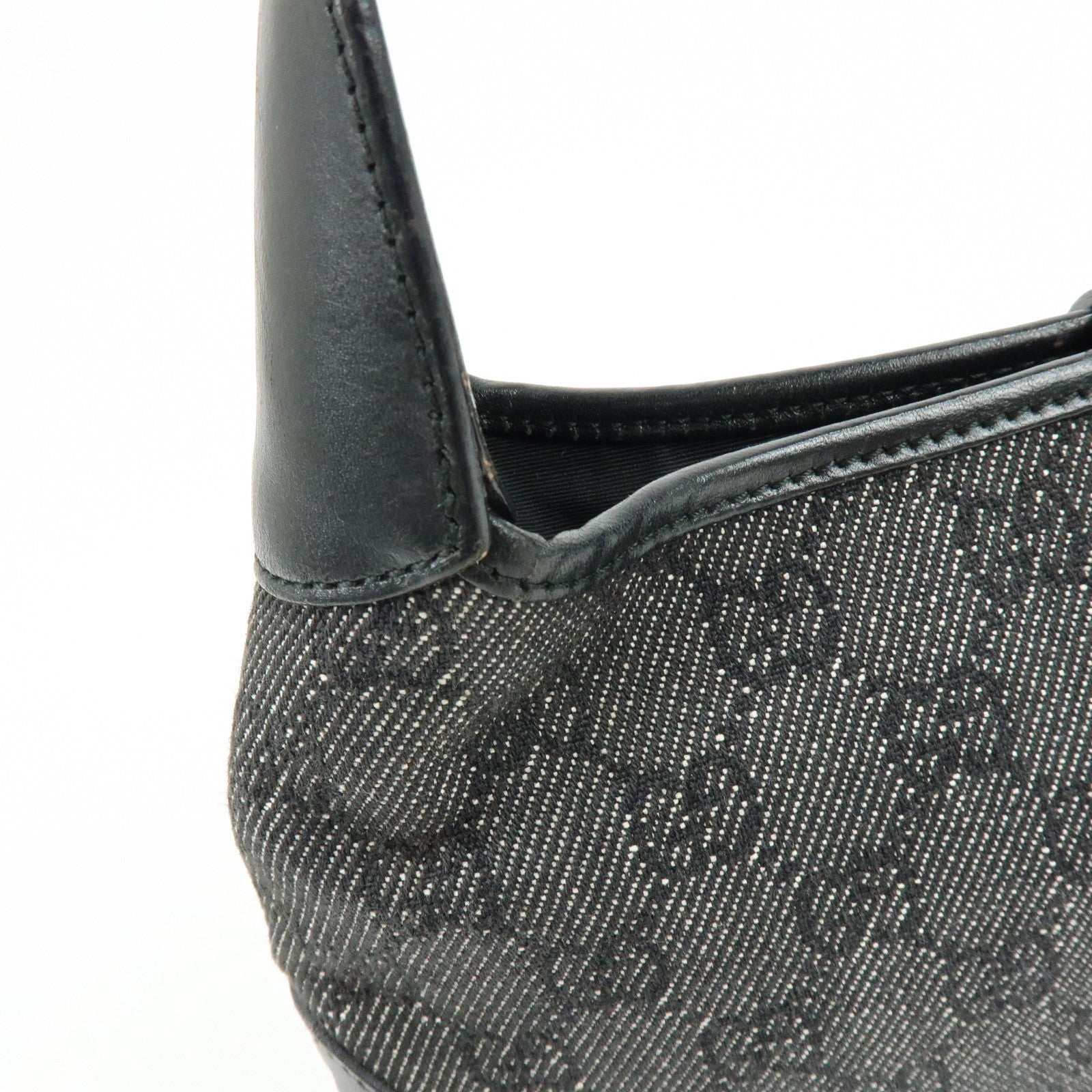 GUCCI Jackie GG Canvas Leather Shoulder Bag Hand Bag Black 01147