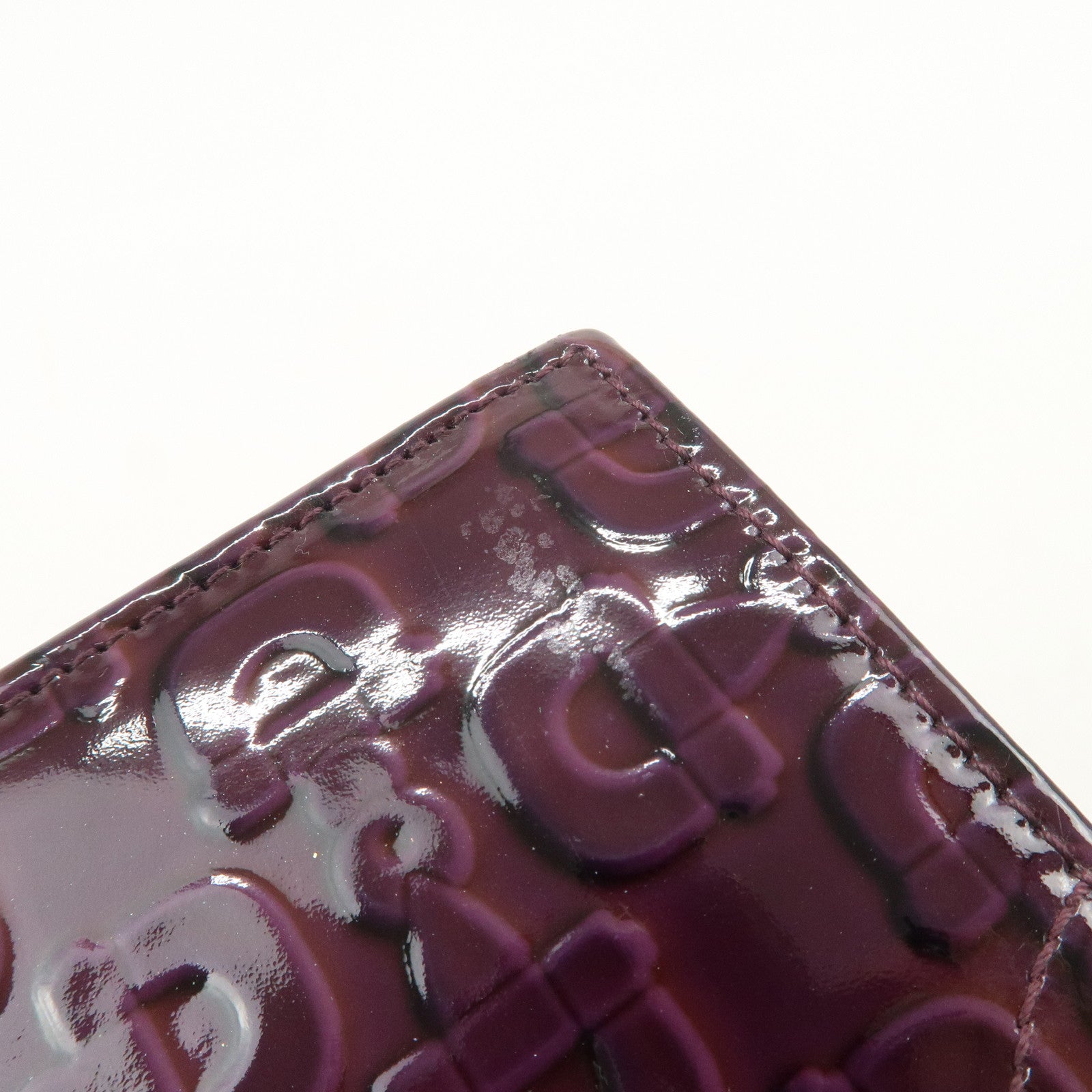 GUCCI New Jackie Logo Patent Leather Long Flap Wallet Purple 141430