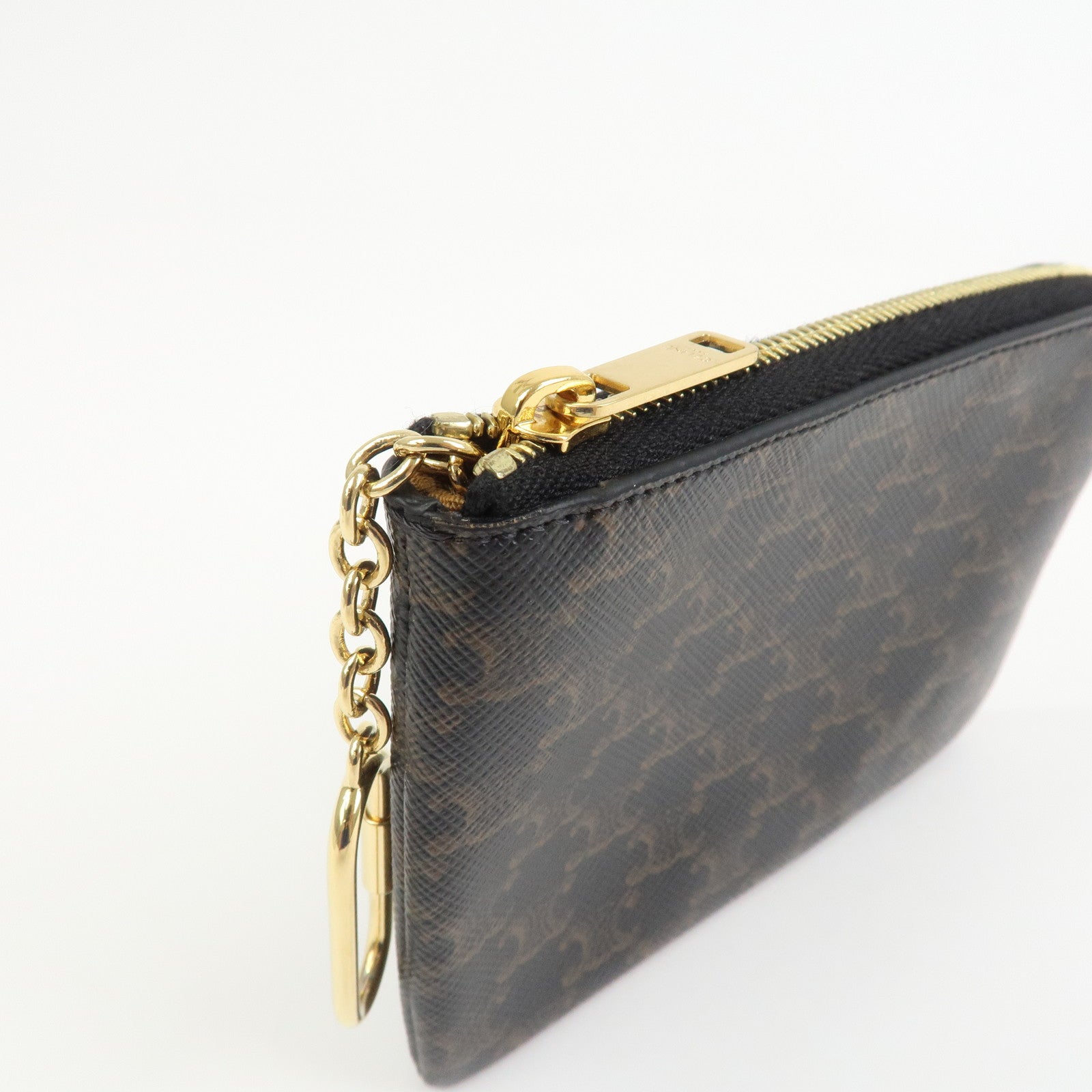 CELINE Triomphe PVC Canvas Cosmetic Pouch Black