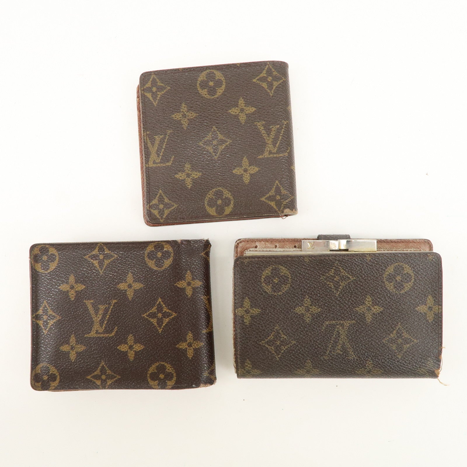 Louis Vuitton Set of 3 Monogram Wallet M60026 M61674 M61675 Used