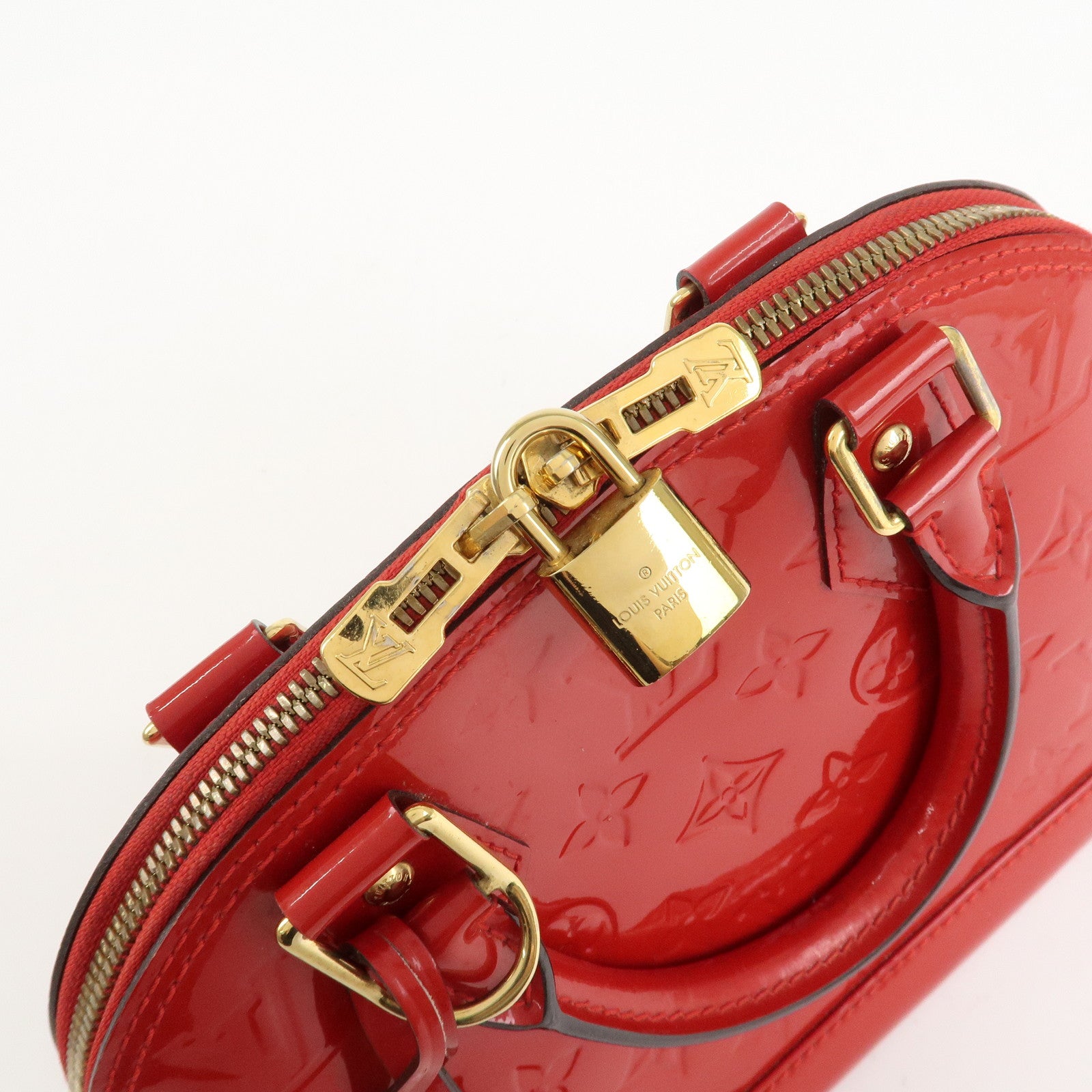 Louis Vuitton Monogram Vernis Alma BB 2Way Hand Bag Cerise M90174 Used
