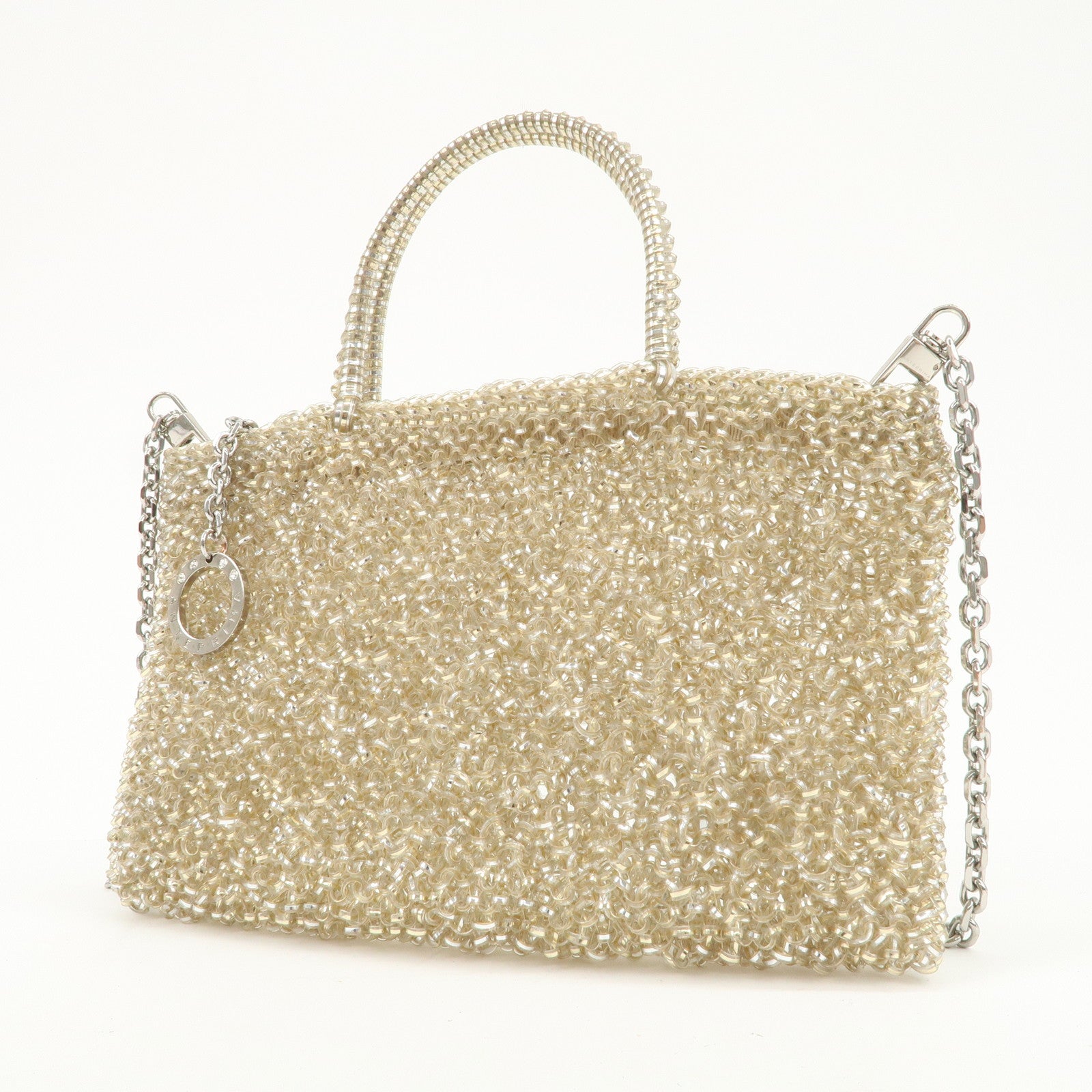 ANTEPRIMA PVC 2Way Bag Hand Bag Chain Shoulder Bag Champagne Gold