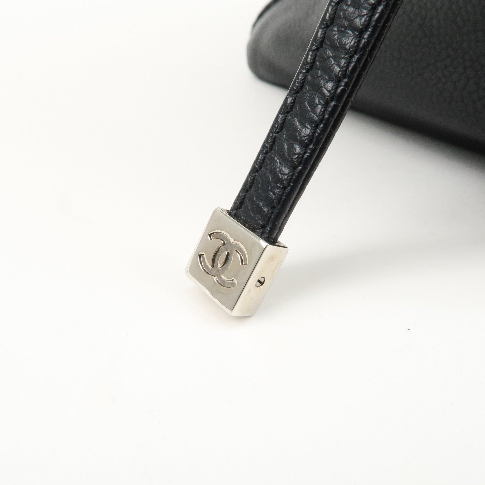 CHANEL COCO Mark Caviarskin Punching Boston Bag Black Used
