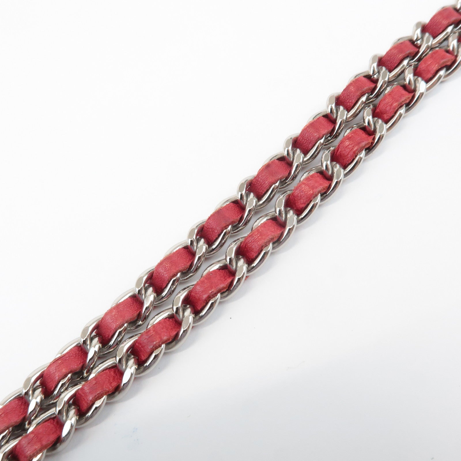 CHANEL By Sea Line Canvas Chain Shoulder Bag Red Used