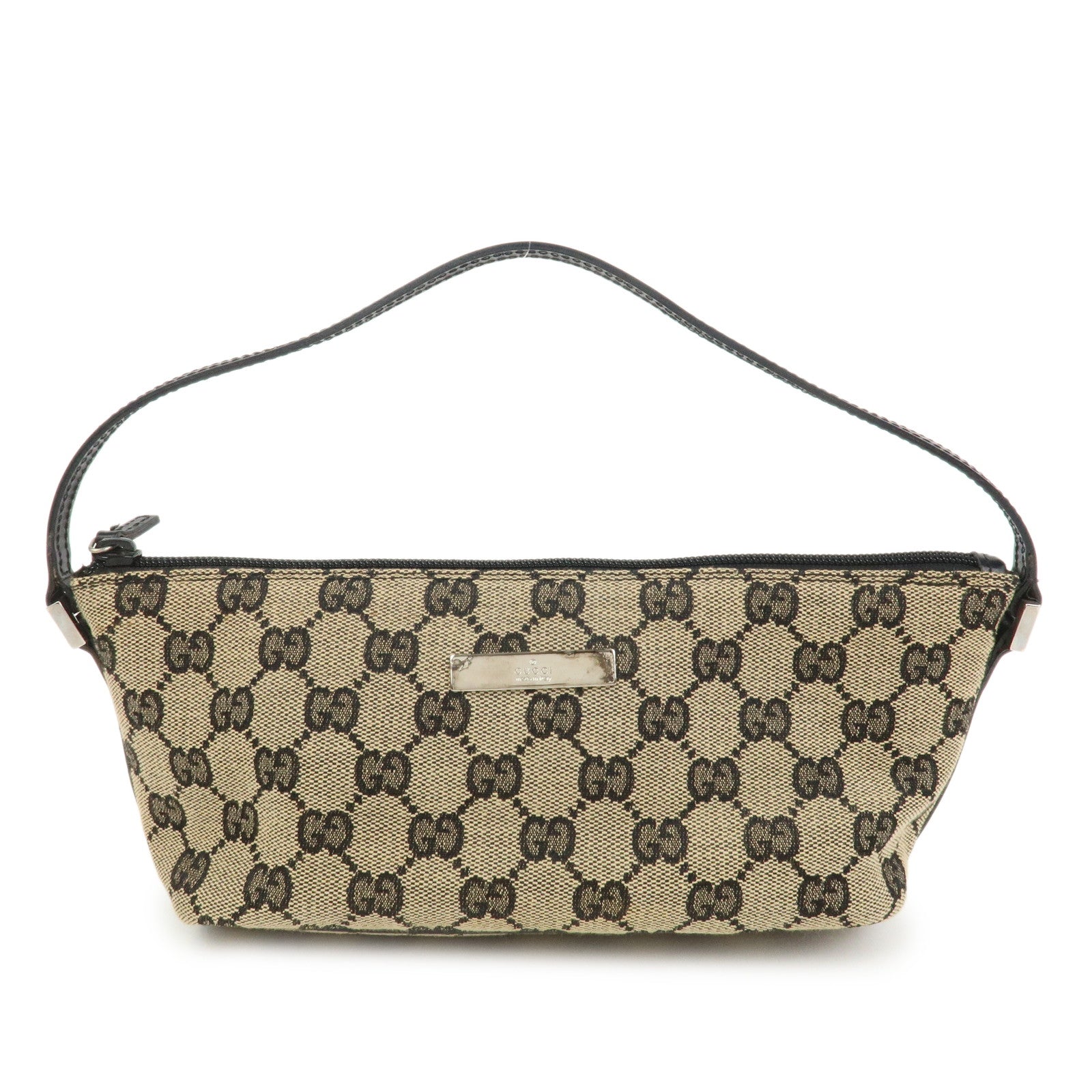 GUCCI Boat Bag GG Monogram Canvas Pouch Hand Bag Beige 039.1103