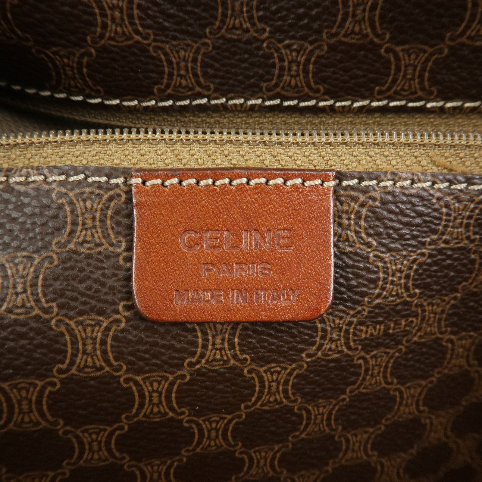 CELINE Macadam PVC Leather Tote Bag Shoulder Bag Brown