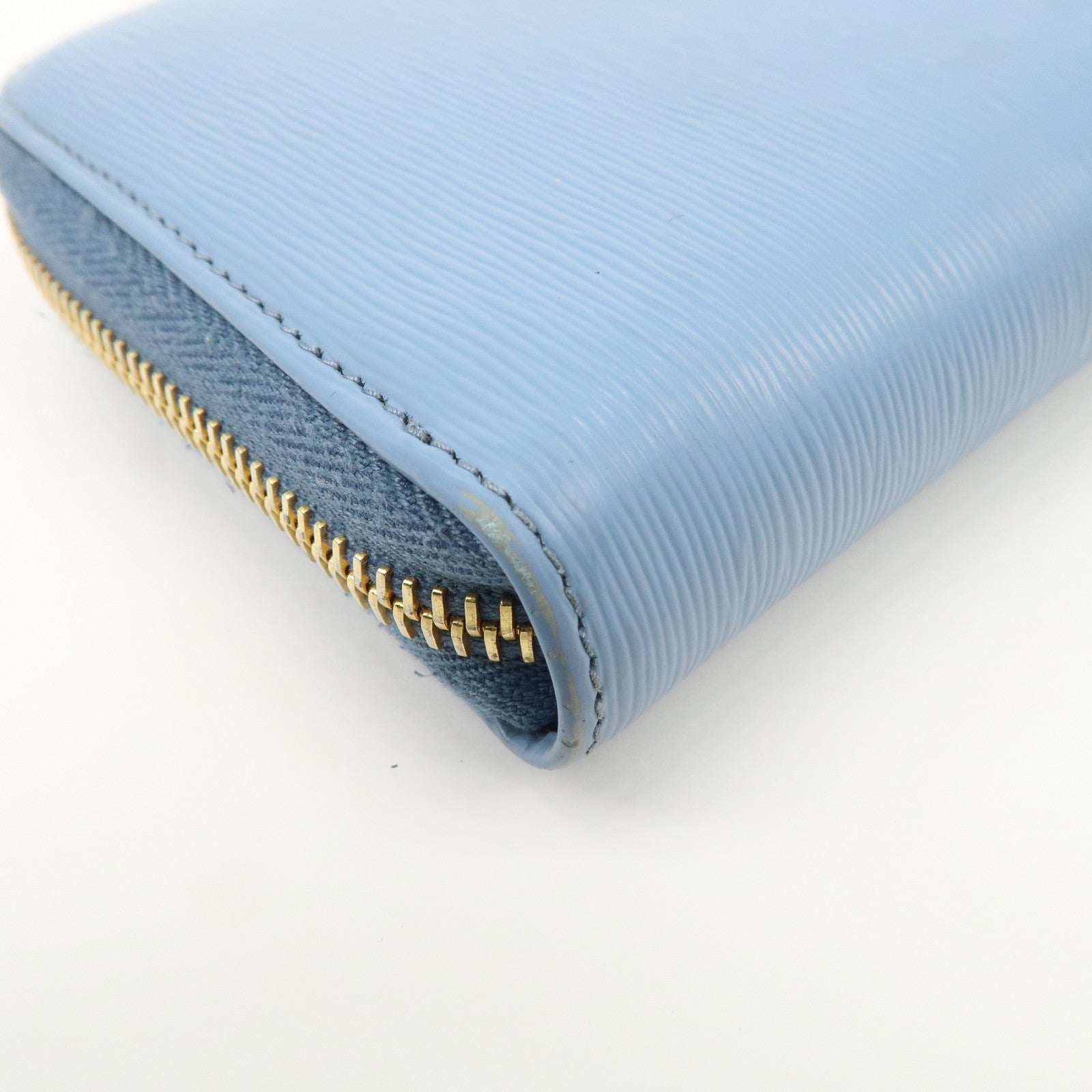 PRADA Logo Vitello Move Leather Zippy Long Wallet Light Blue 1ML506