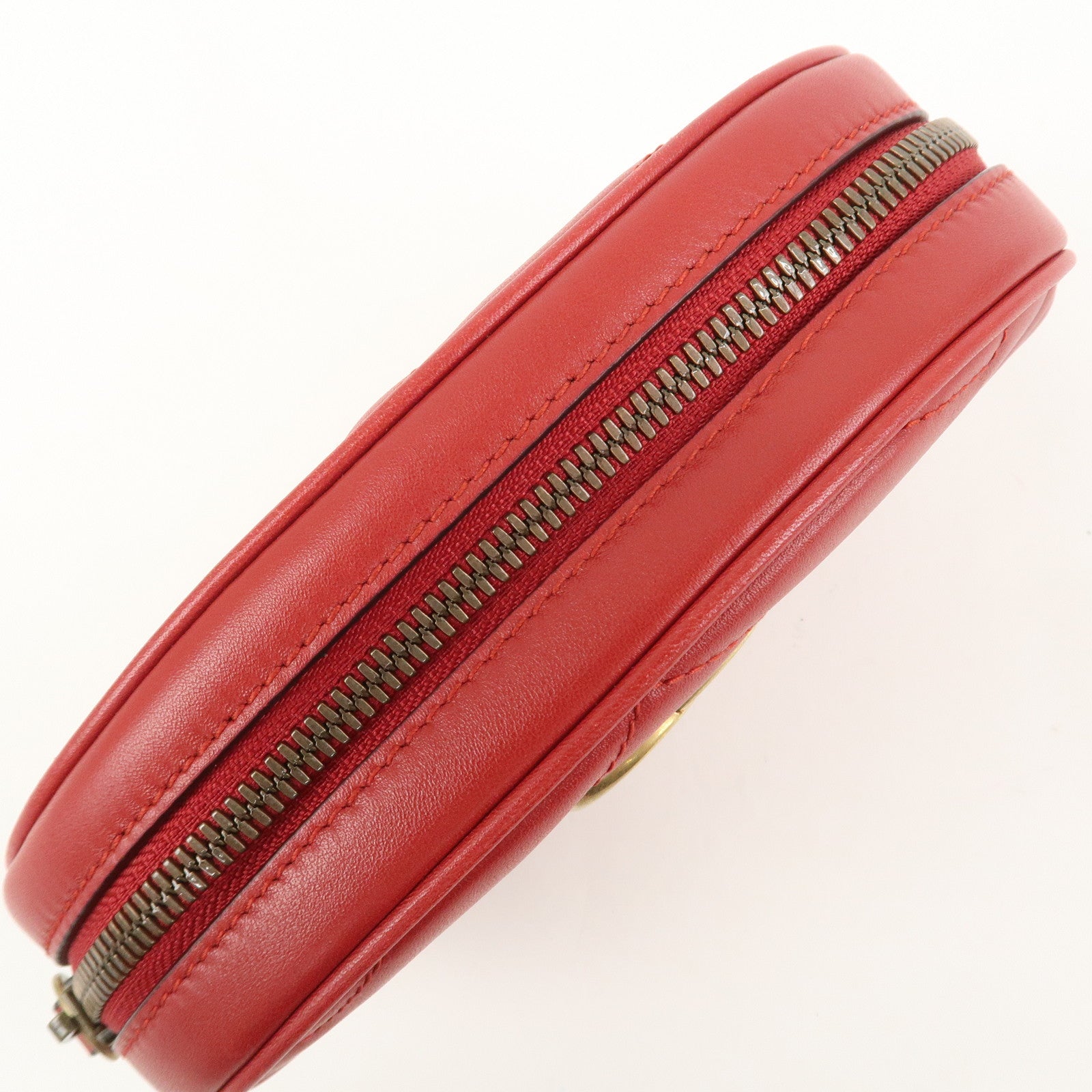 GUCCI GG Marmont Leather Waist Bag Crossbody Bag Red 476434