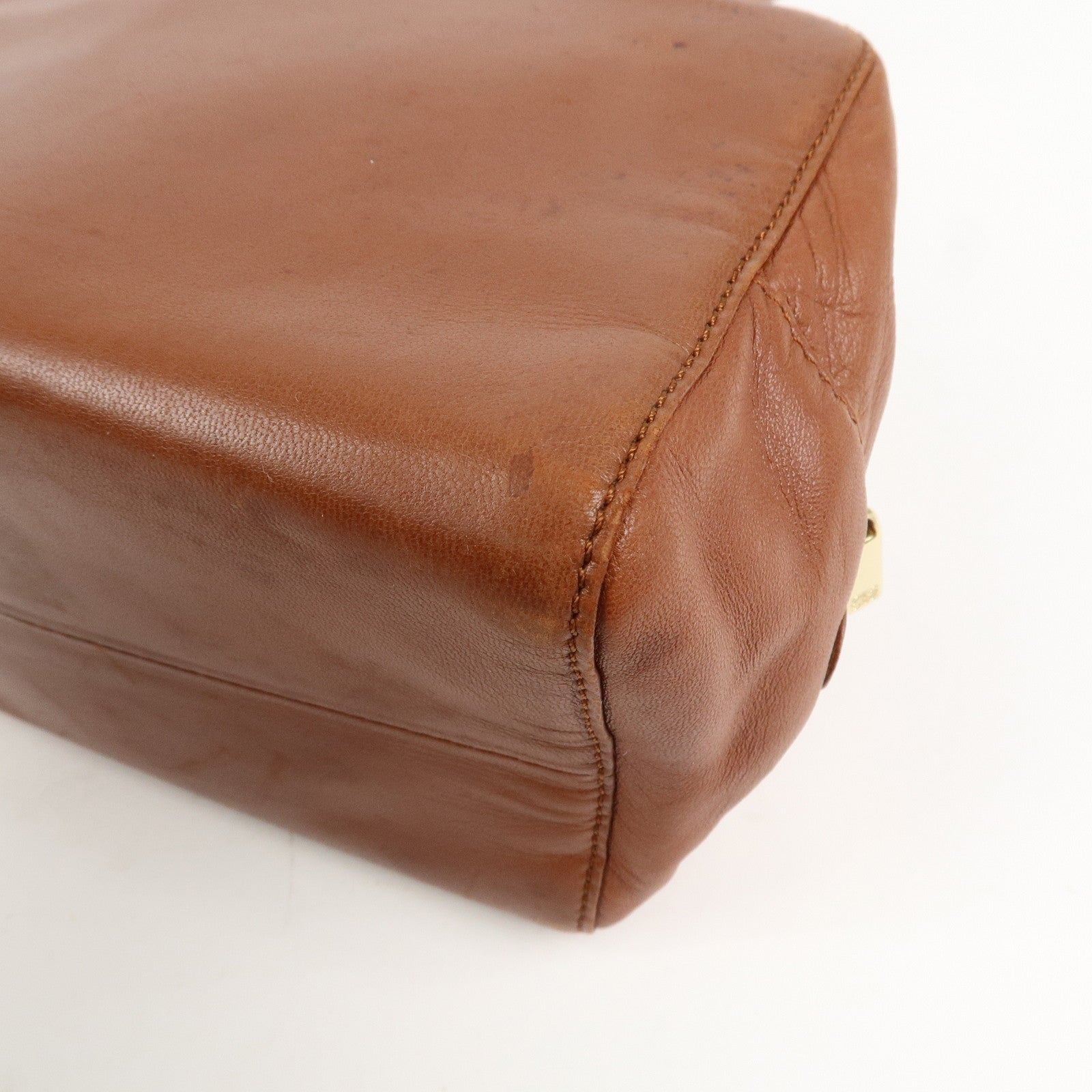 LOEWE Anagram Logo Leather Hand Bag Boston Bag Brown