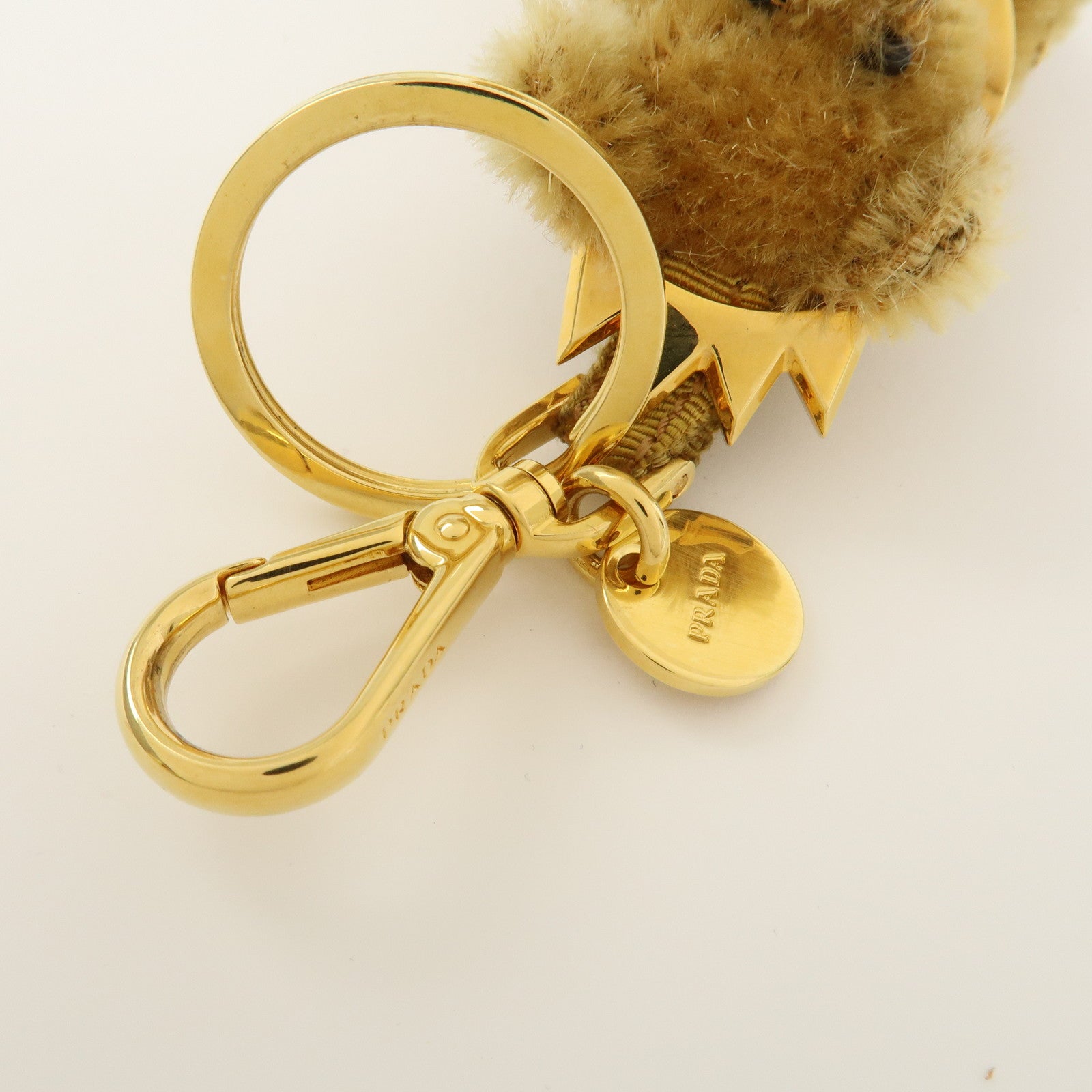 PRADA Teddy Bear Key Bag Charm Lucky Star Gold Brown
