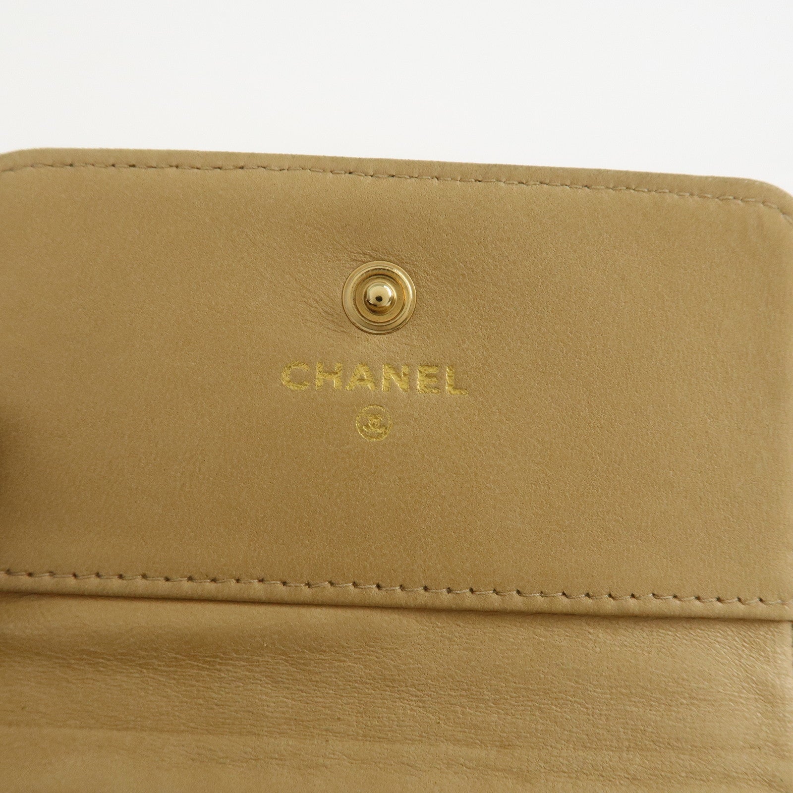 CHANEL COCO Mark Caviarskin Compact Bi-fold Wallet Beige