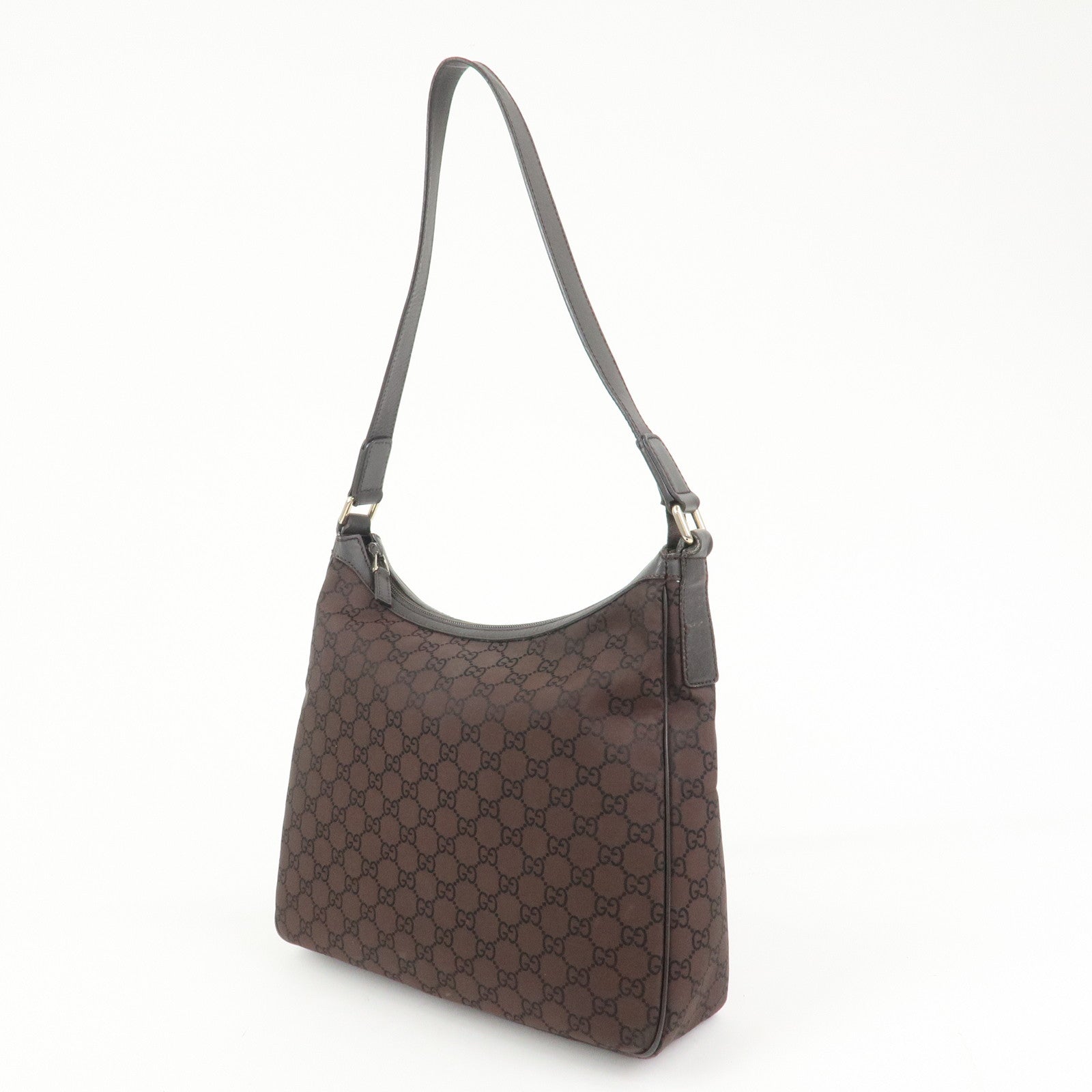 GUCCI GG Monogram Nylon Shoulder Bag Hand Bag Brown 264219