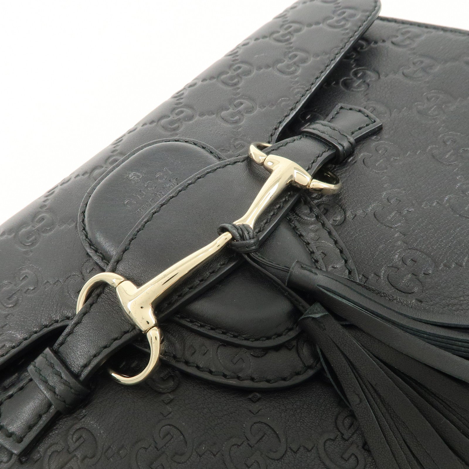 GUCCI Horsebit Guccissima Emily Leather Chain Shoulder Bag 295402 Used