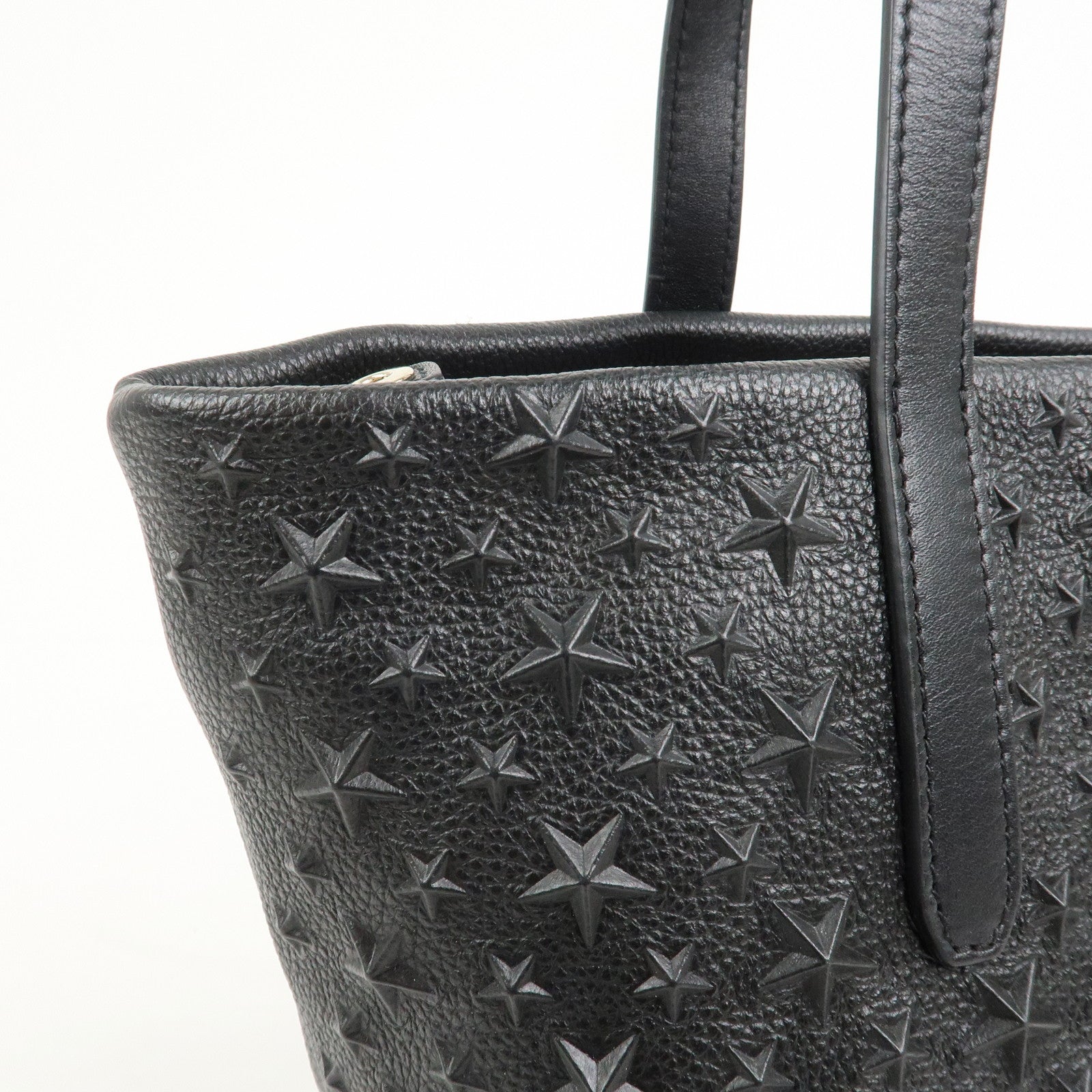 JIMMY CHOO Star Emboss SOFIASEMG Calf Leather Tote Bag Black