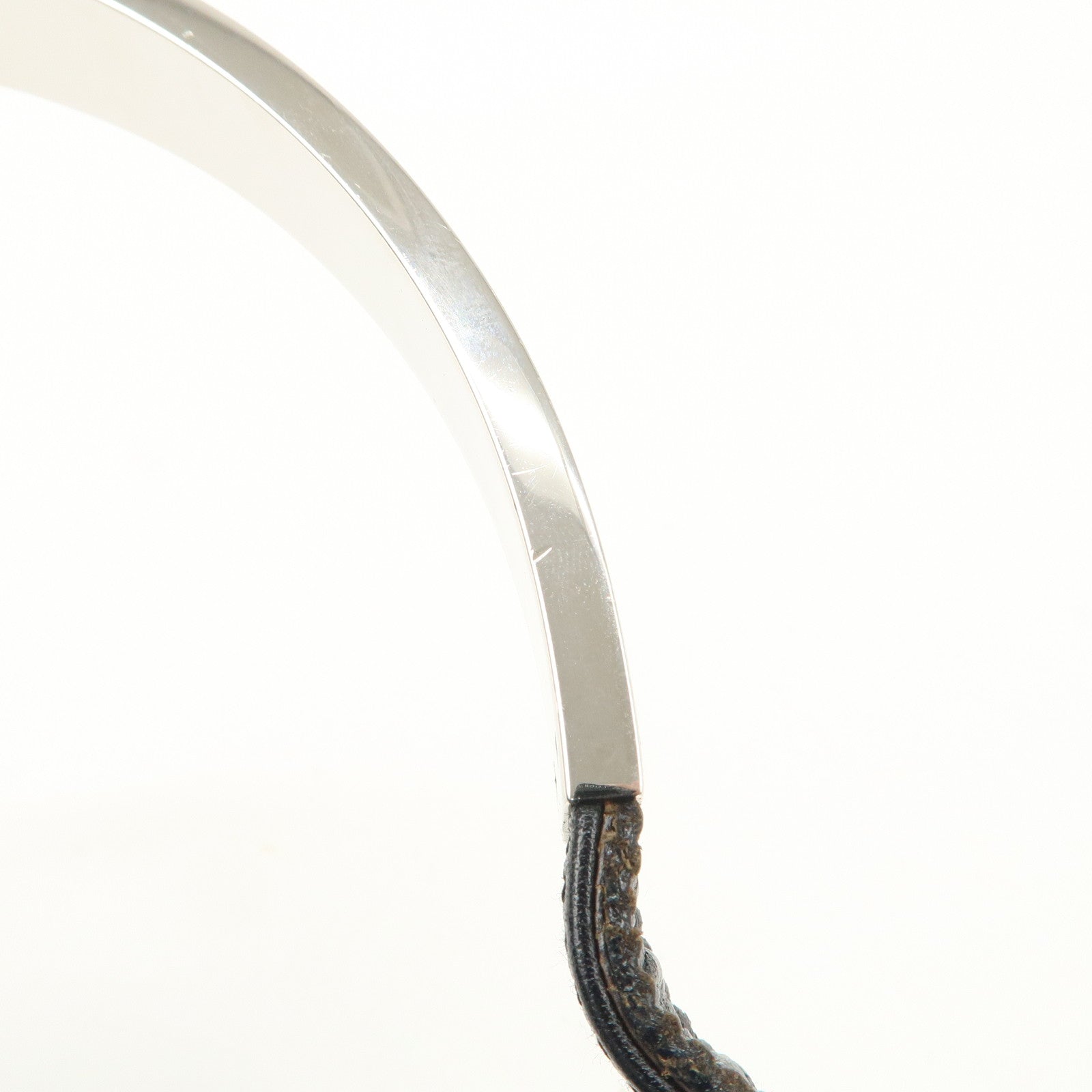 GUCCI GG Nylon Leather Shoulder Bag Hand Bag Silver HDW Black 31769 Used