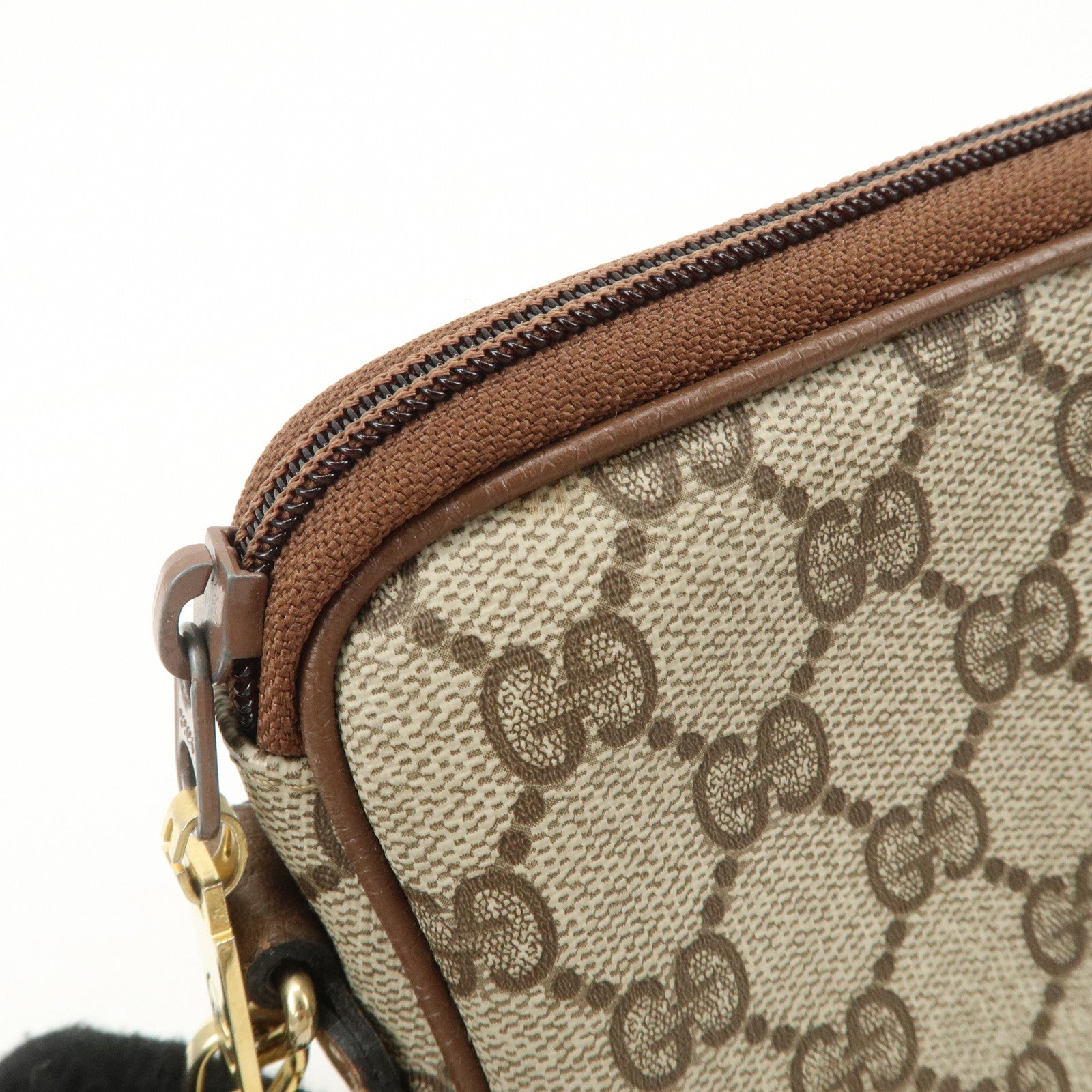 GUCCI Old Gucci GG Plus Leather Shoulder Bag Crossbody Bag Beige Brown Used