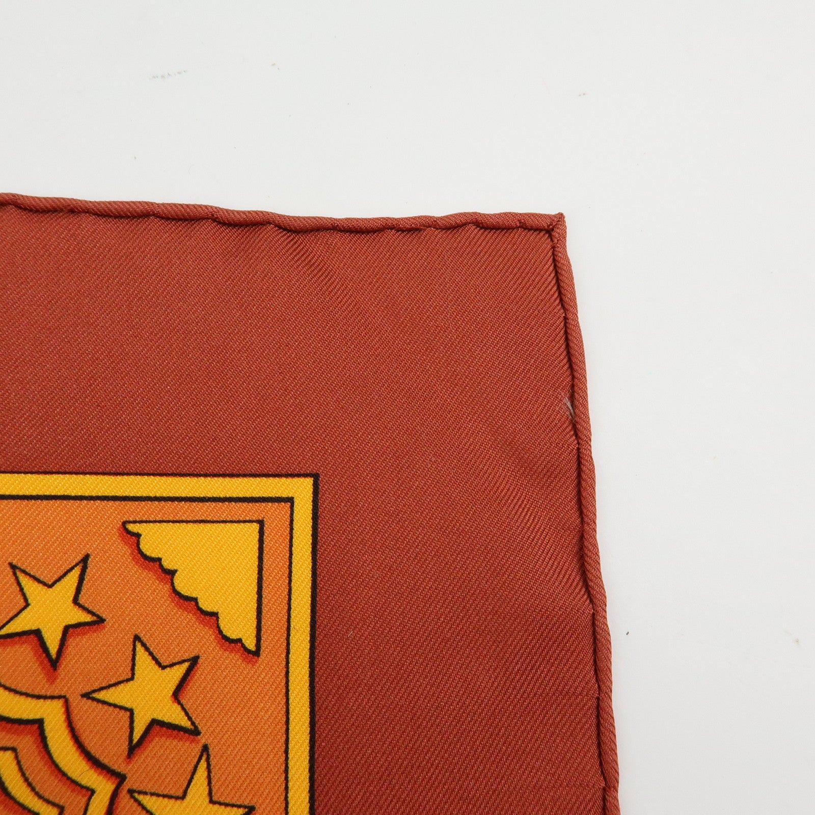 HERMES Carre 90 Silk 100% Scarf EARLY AMERICA Orange Brown