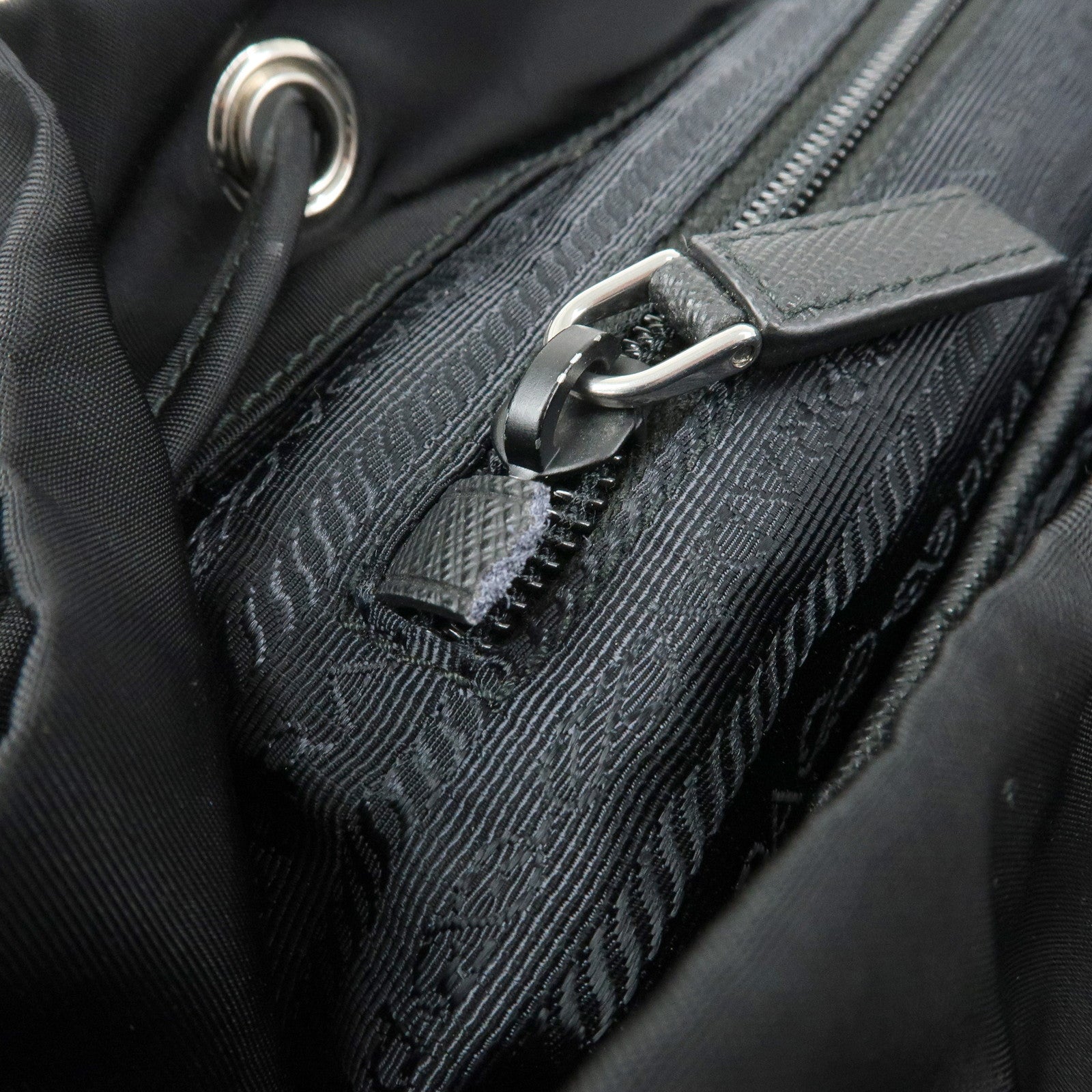 PRADA Triangle Logo Nylon Leather Backpack Rucksack Black 1BZ005