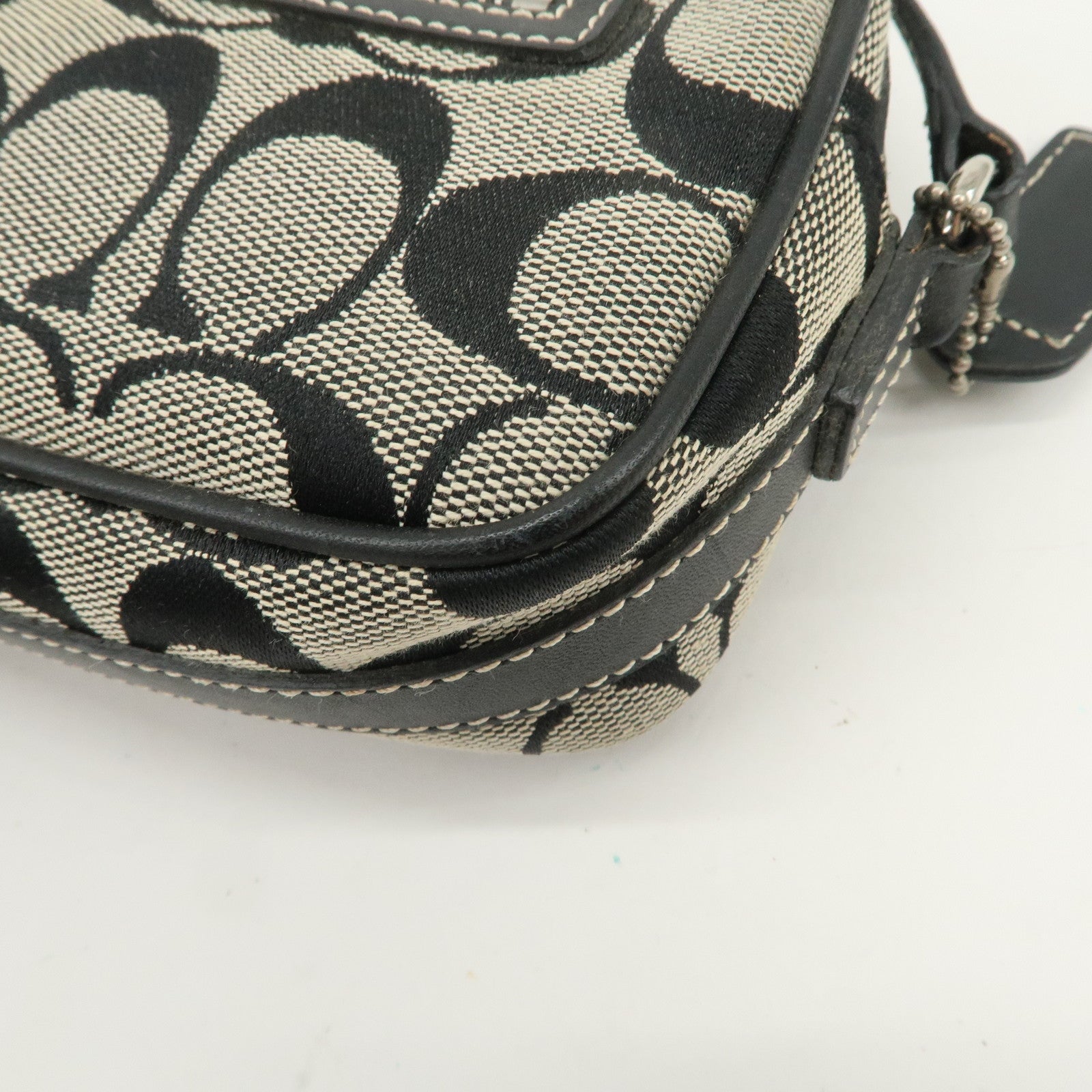 COACH Signature Canvas Leather Set of 2 Hand Bag Shoulder Bag Black