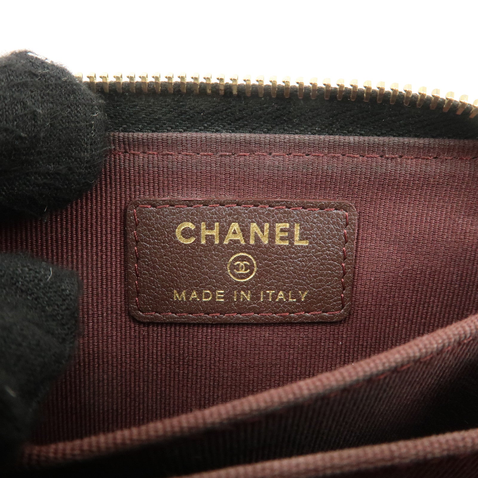 CHANEL Matelasse Lamb Skin Round Zippy Coin Case Black A84511 Used