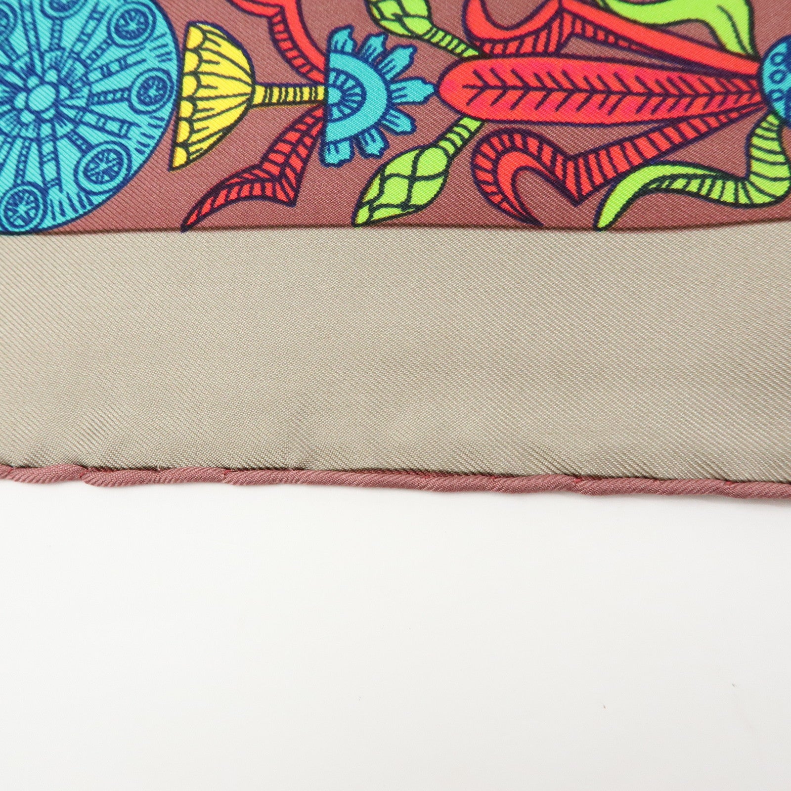 HERMES Carre 90 Silk 100% Scarf TORANA Red Purple Green