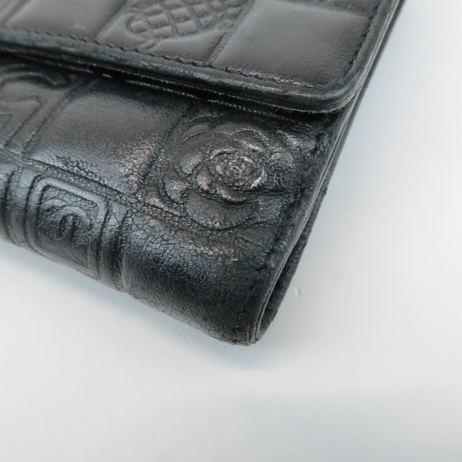 CHANEL COCO Mark Double Hook Compact Wallet Black 9837165 Used