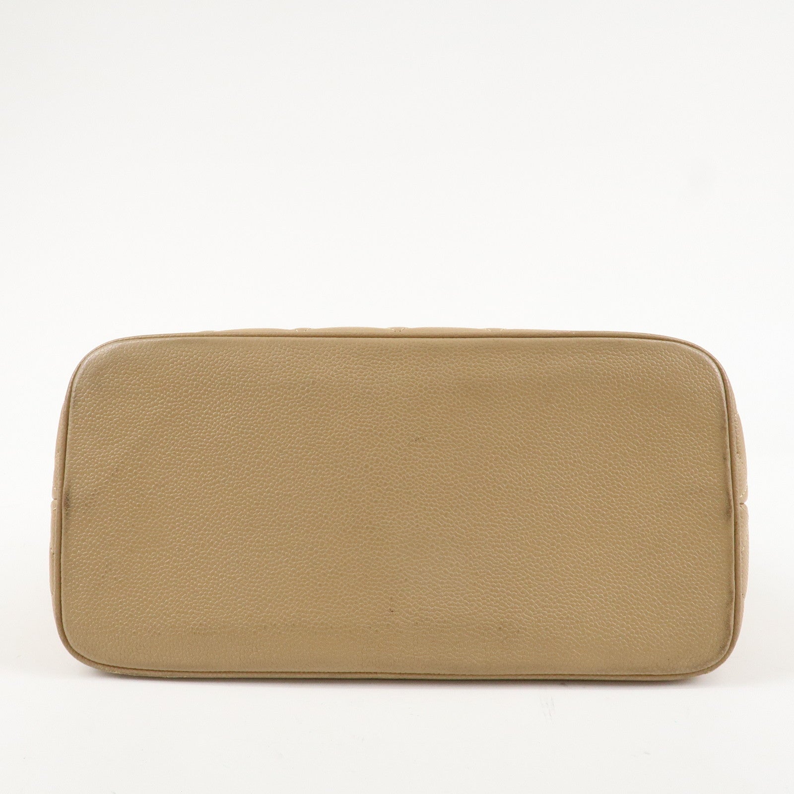 CHANEL Matelasse Caviarskin Medalion Tote Bag Hand Bag Beige A01804 Used