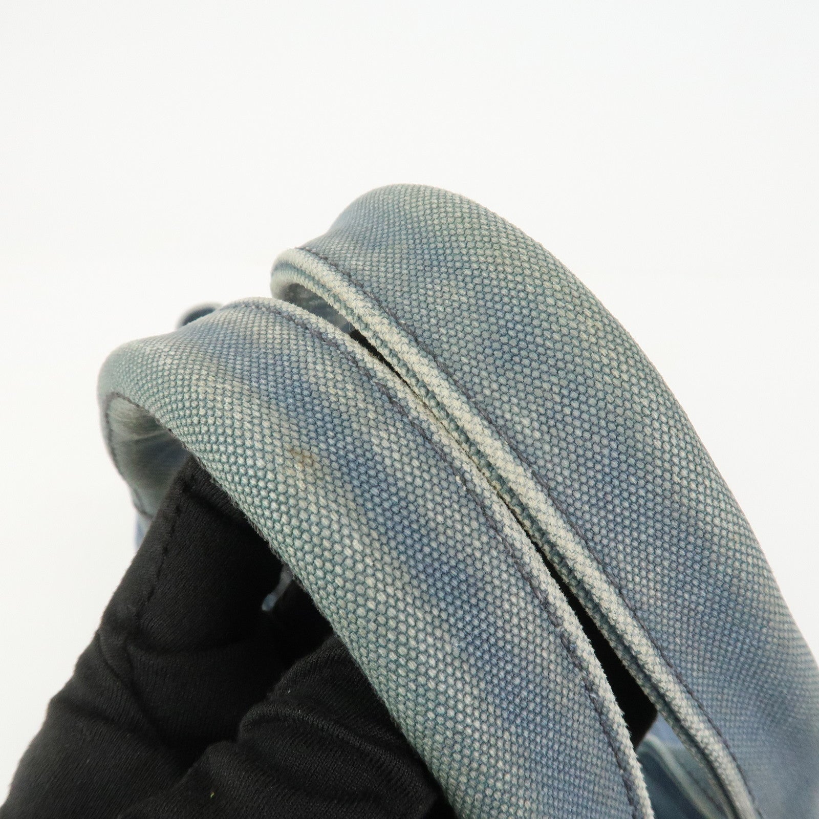 PRADA Logo Canapa Canvas Tote Bag Hand Bag Blue B1877B