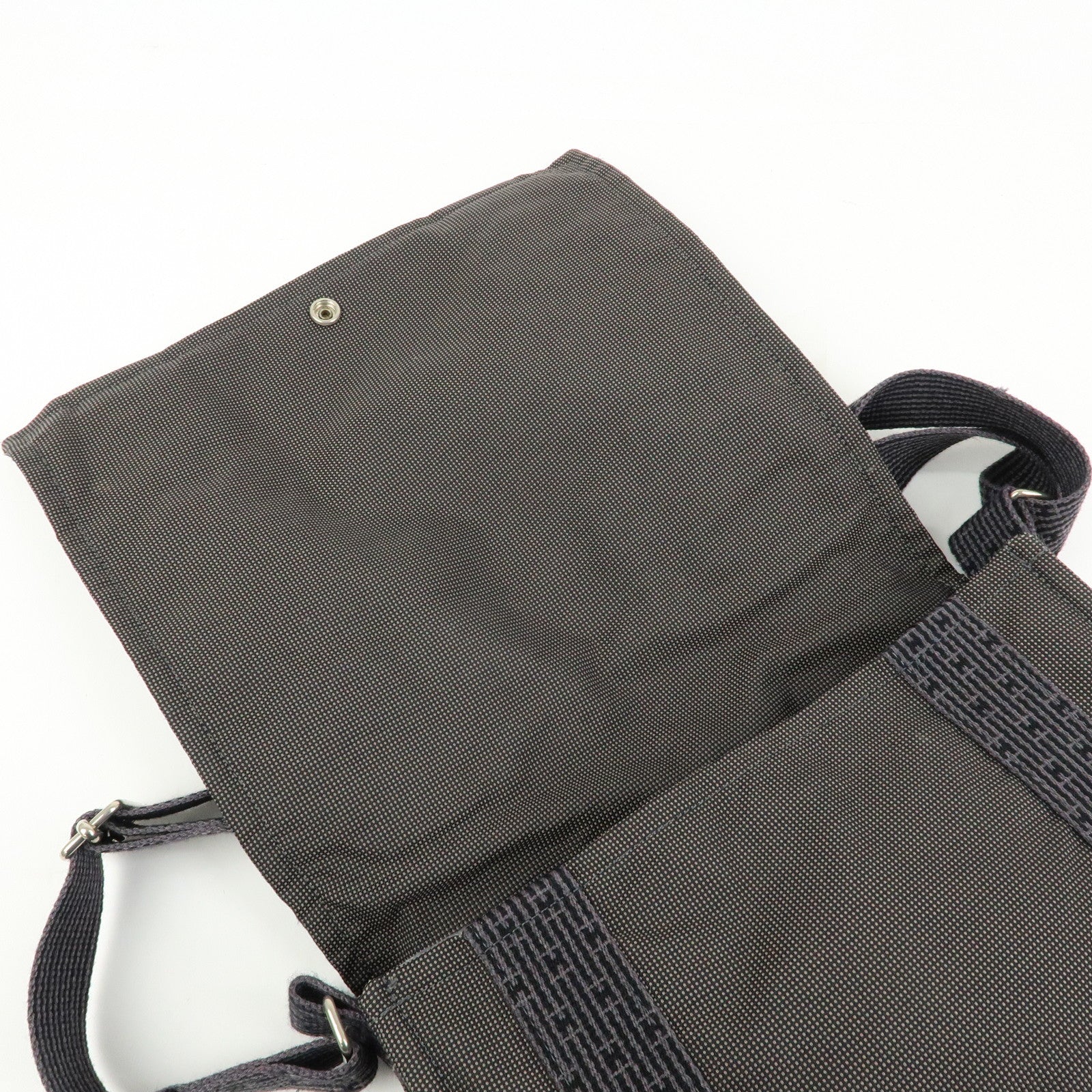 HERMES Herline Canvas Bassac PM Fourre Tout Shoulder Bag Black