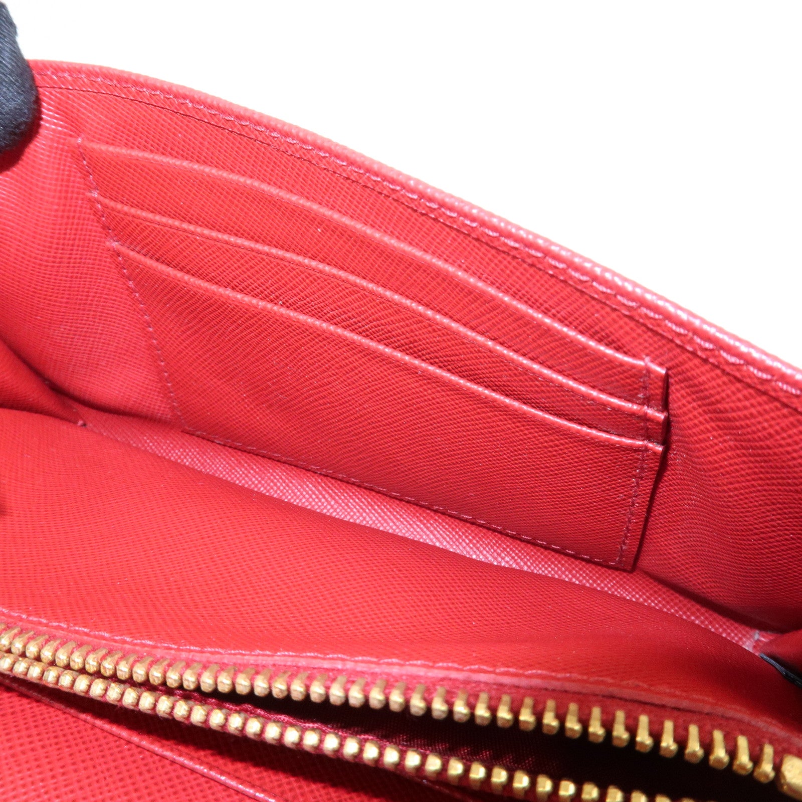 PRADA Saffiano Leather Shoulder Long Wallet Red 1M1437