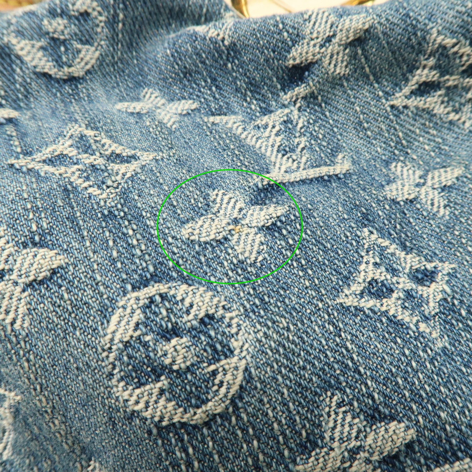 Louis Vuitton Monogram Denim Pleaty Hand Bag Blue M95020 Used