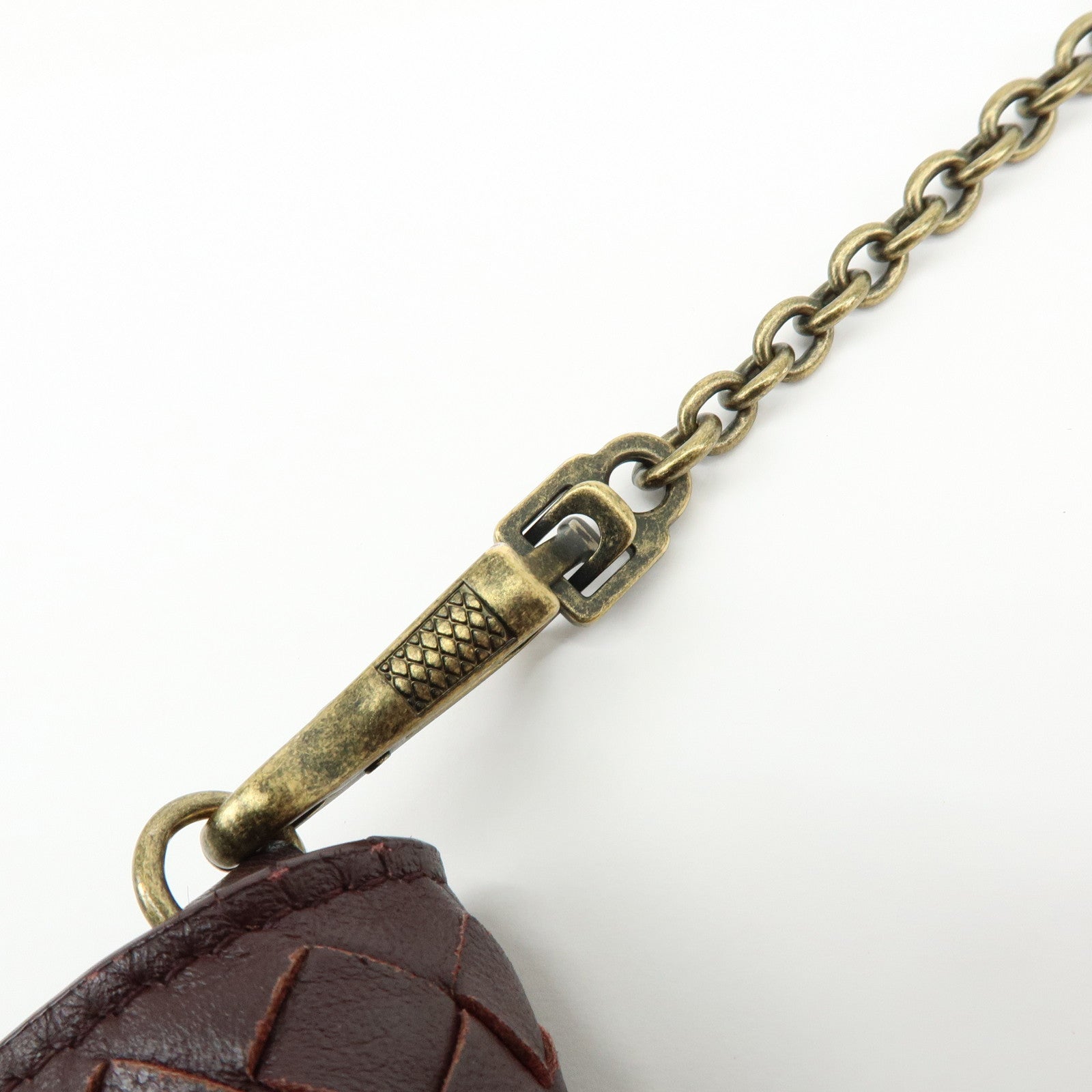 BOTTEGA VENETA Intrecciato Leather Chain Wallet Brown