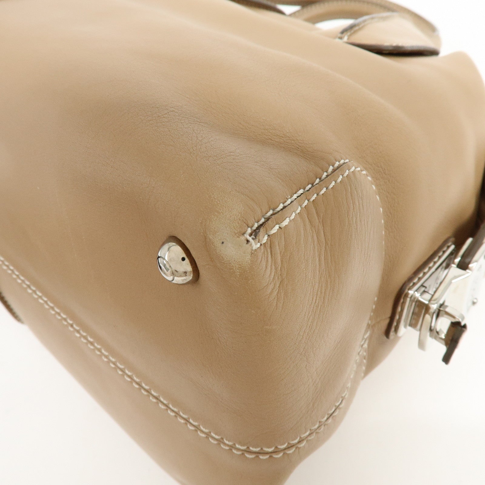 TOD'S D-Cube Leather 2Way Bag Hand Bag Shoulder Bag Beige