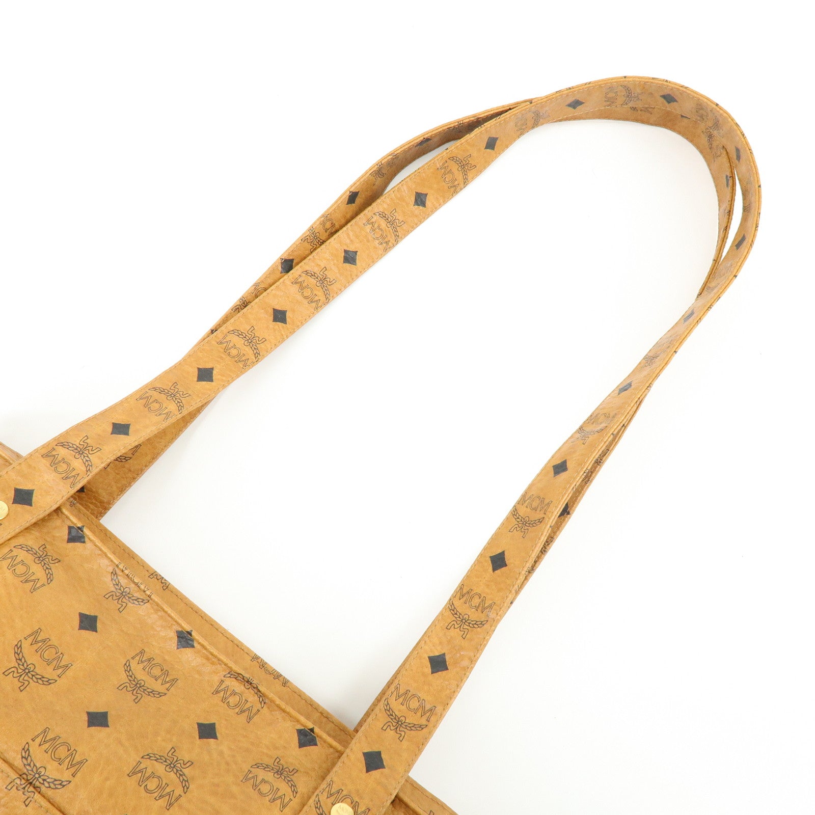 MCM Visetos PVC Tote Bag Shoulder Bag Hand Bag Cognac Brown