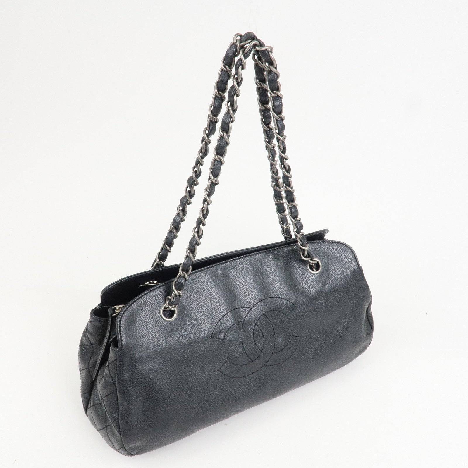 CHANEL COCO Mark Caviarskin Chain Shoulder Bag Black
