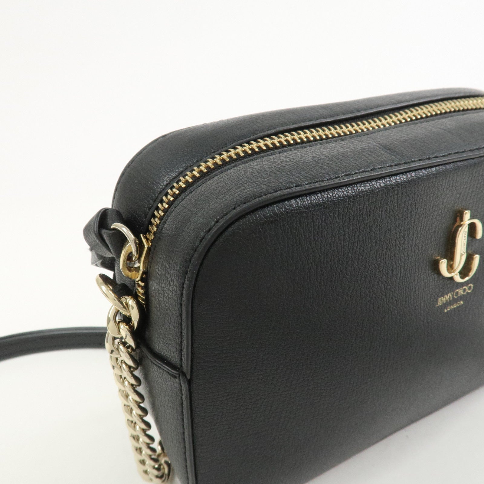 JIMMY CHOO Leather Shoulder Crossbody Bag KIMI Camera Bag Black
