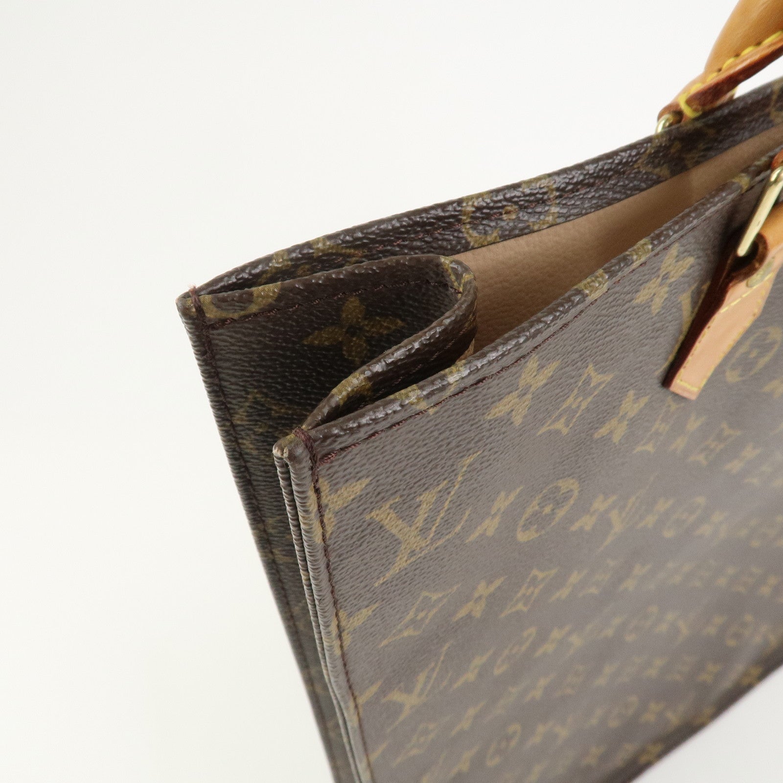 Louis Vuitton Monogram Sac Plat Tote Bag Hand Bag Brown M51140