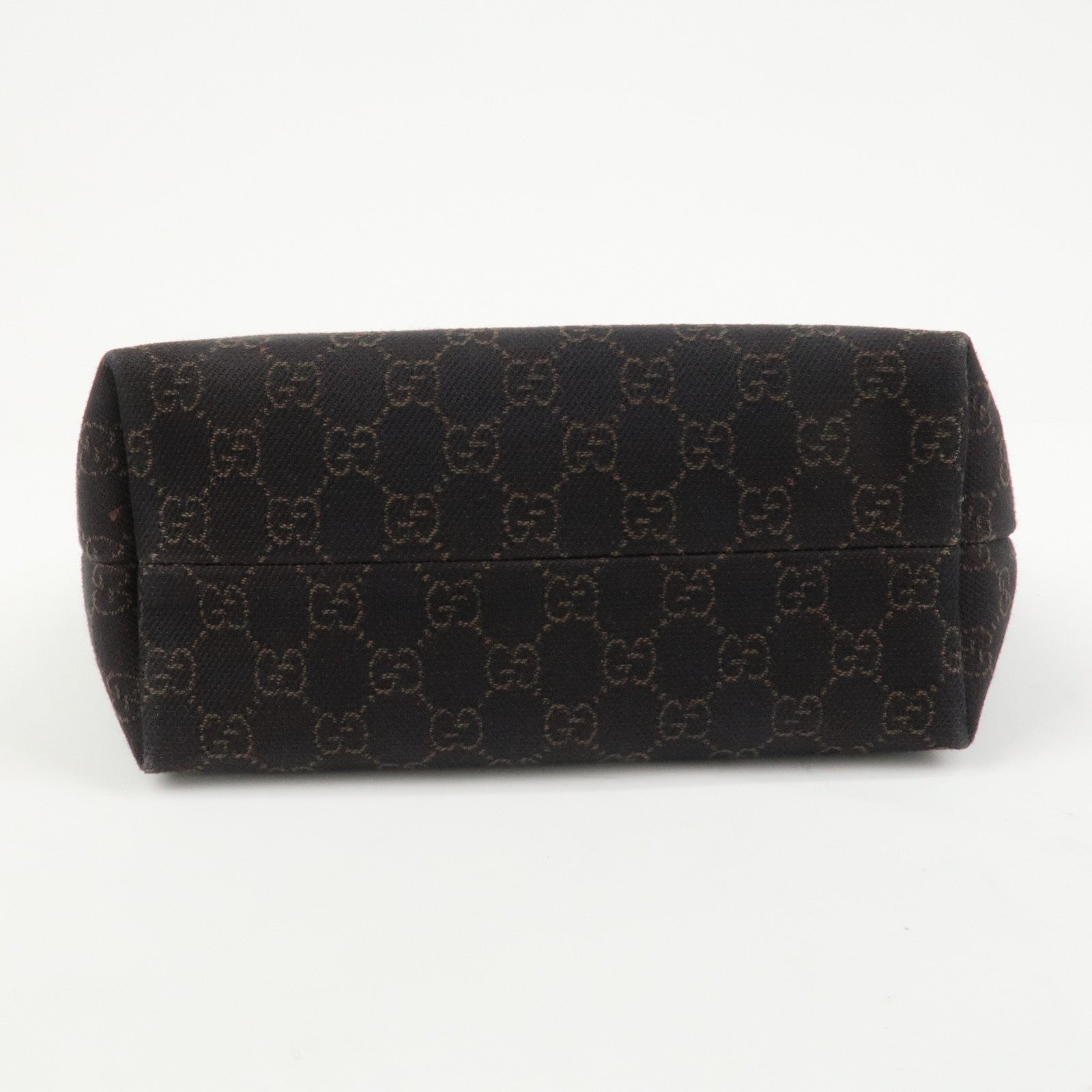 GUCCI Logo GG Canvas Leather Hand Bag Tote Bag Dark Brown 240017