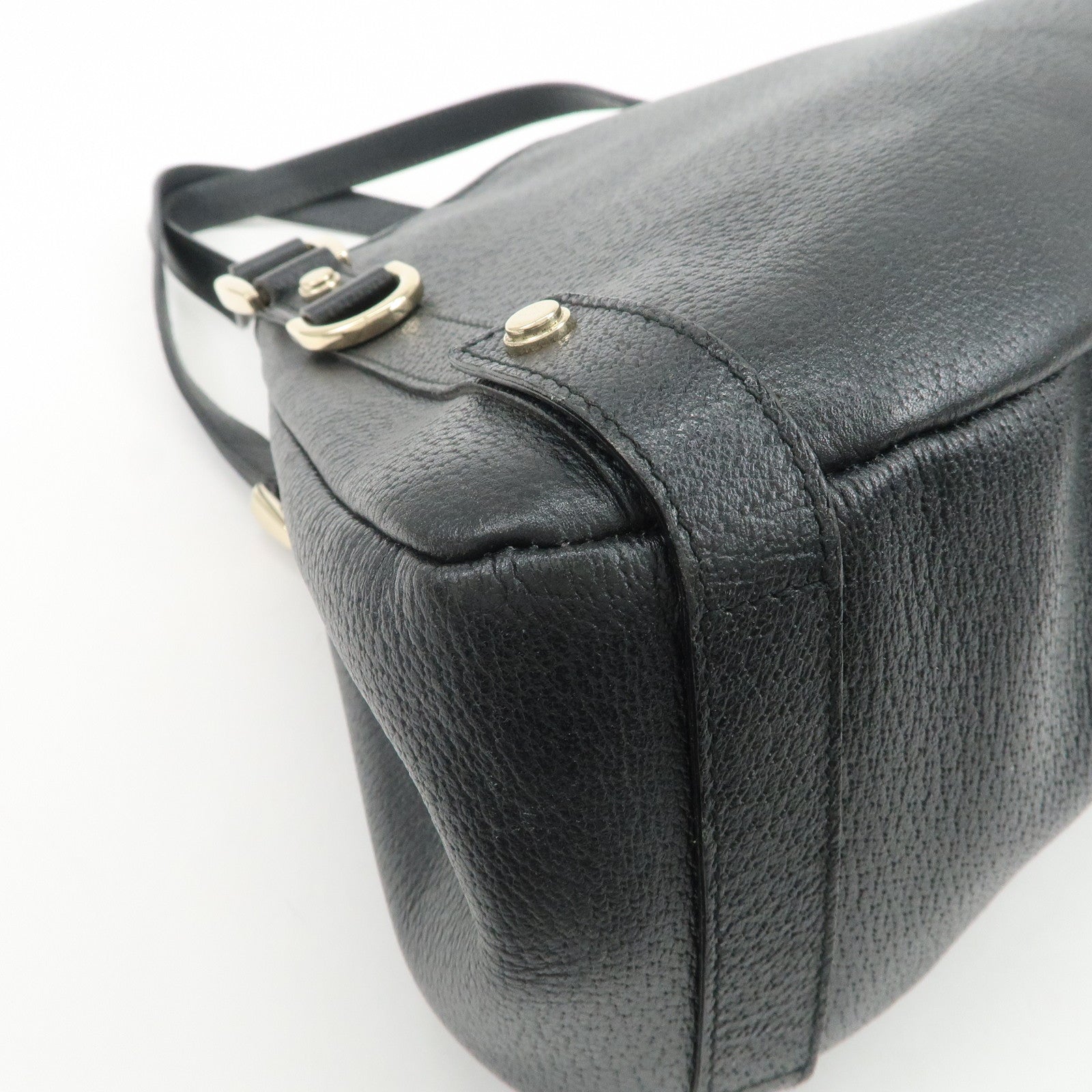 GUCCI Abbey Leather Tote Bag Hand Bag Black 130736