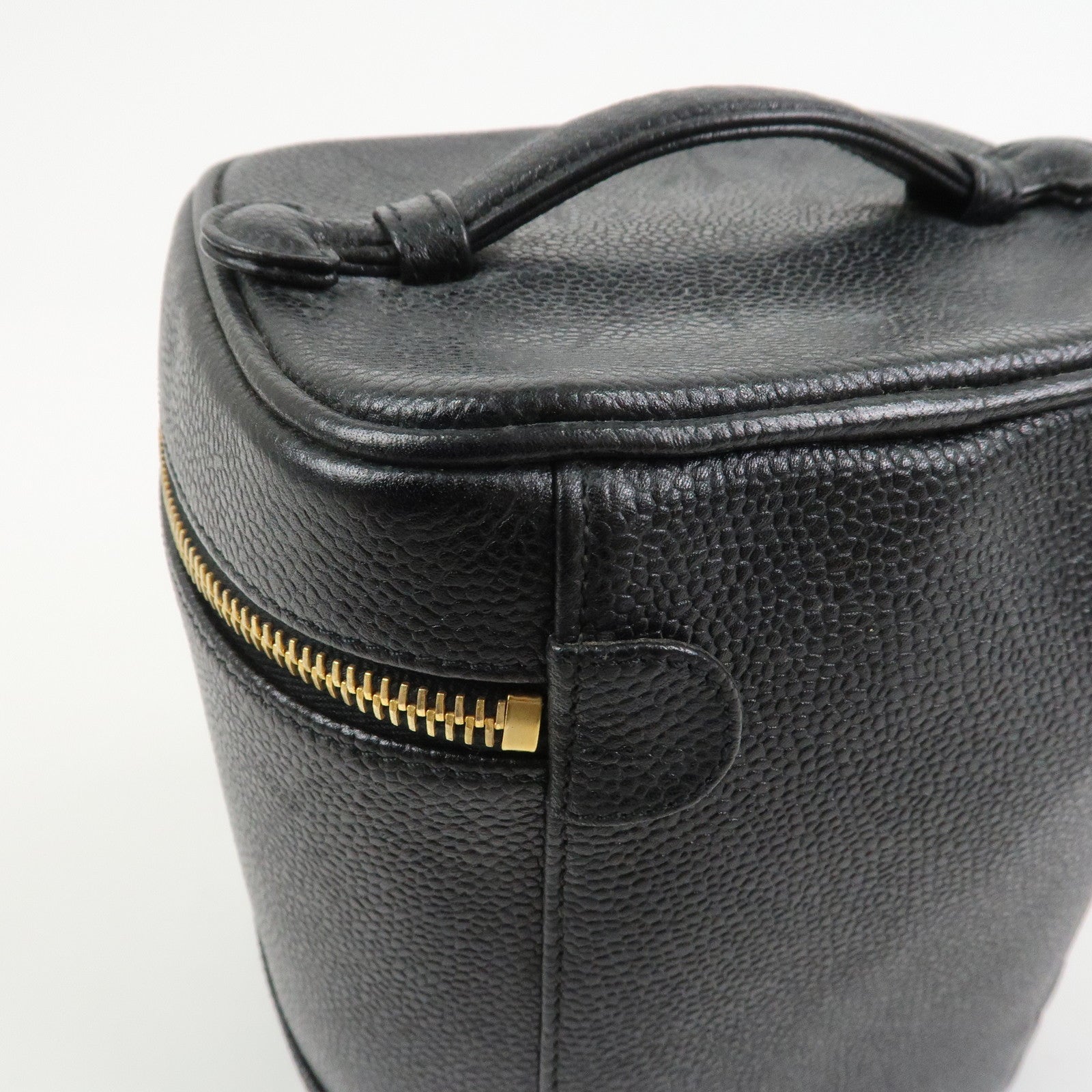 CHANEL COCO Mark Caviarskin Vanity Bag Hand Bag Pouch Black A01998