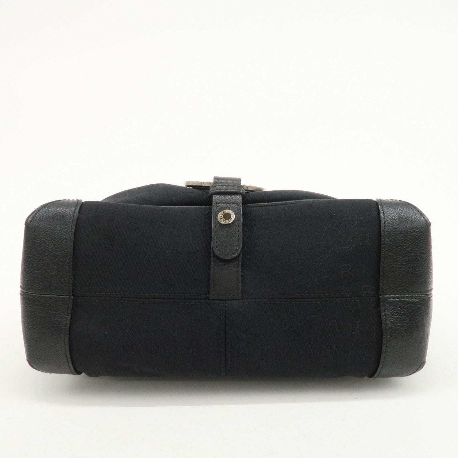 BVLGARI Logo Mania Canvas Leather Hand Bag Shoulder Bag Black